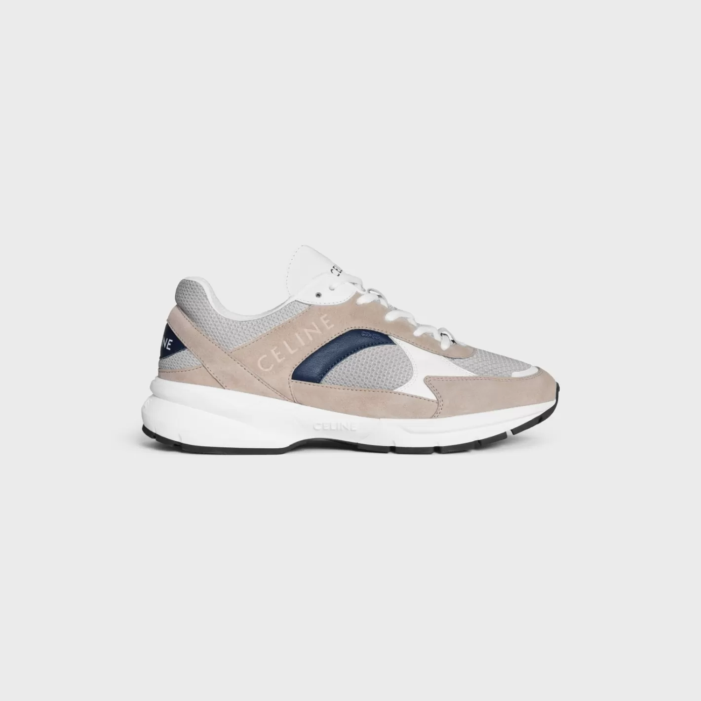 Hot CELINE RUNNER CR-03 LOW LACE-UP SNEAKER in MESH, SUEDE CALFSKIN AND CALFSKIN OpticWhite/Beige/Navy