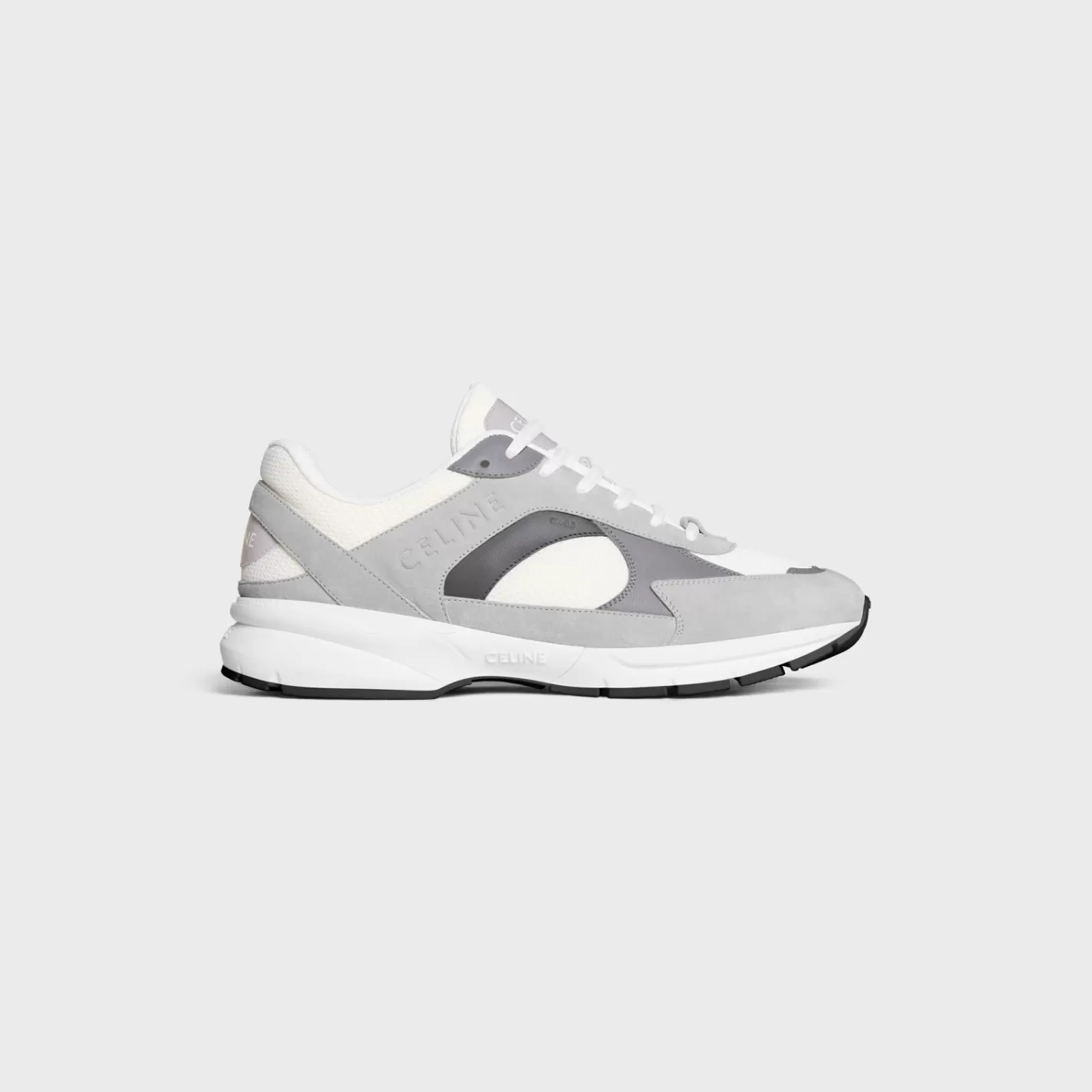 Sale CELINE RUNNER CR-03 LOW LACE-UP SNEAKER in MESH, SUEDE CALFSKIN AND CALFSKIN GREY