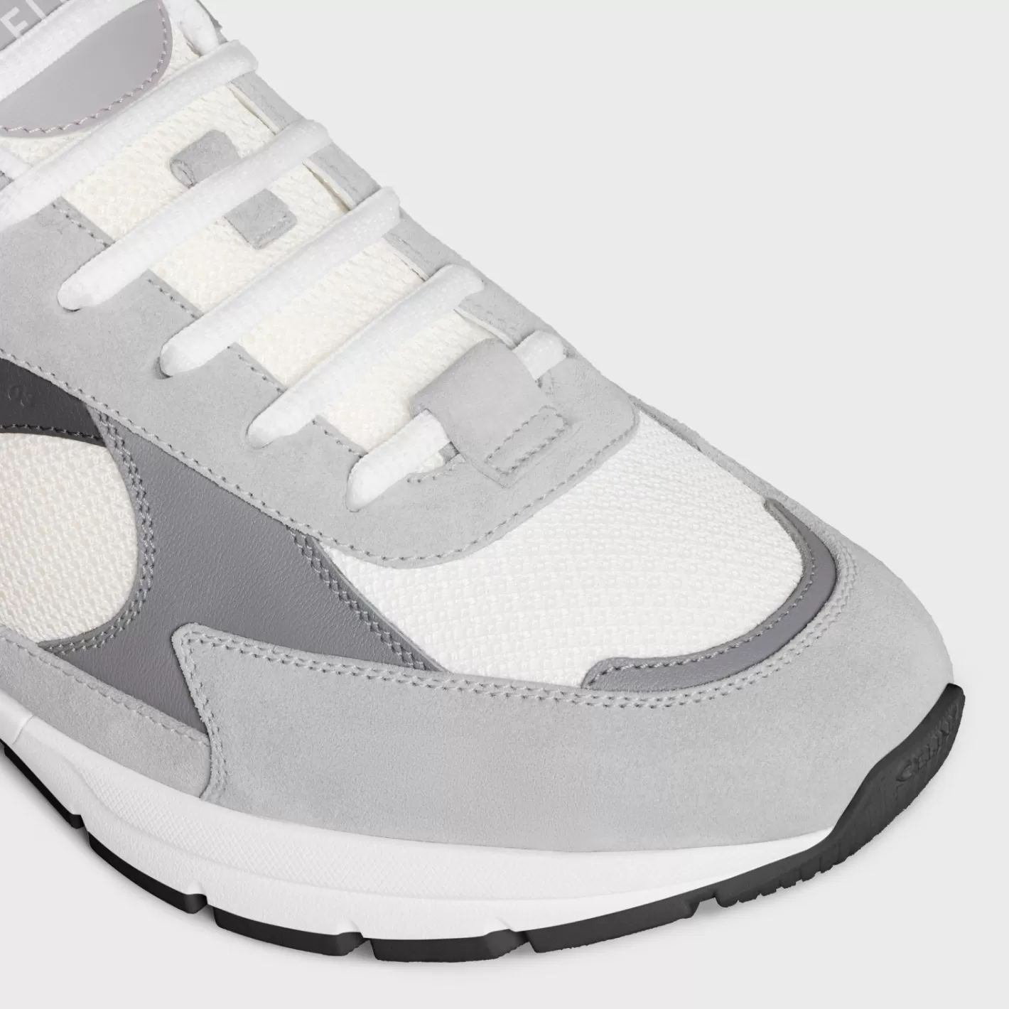 Sale CELINE RUNNER CR-03 LOW LACE-UP SNEAKER in MESH, SUEDE CALFSKIN AND CALFSKIN GREY