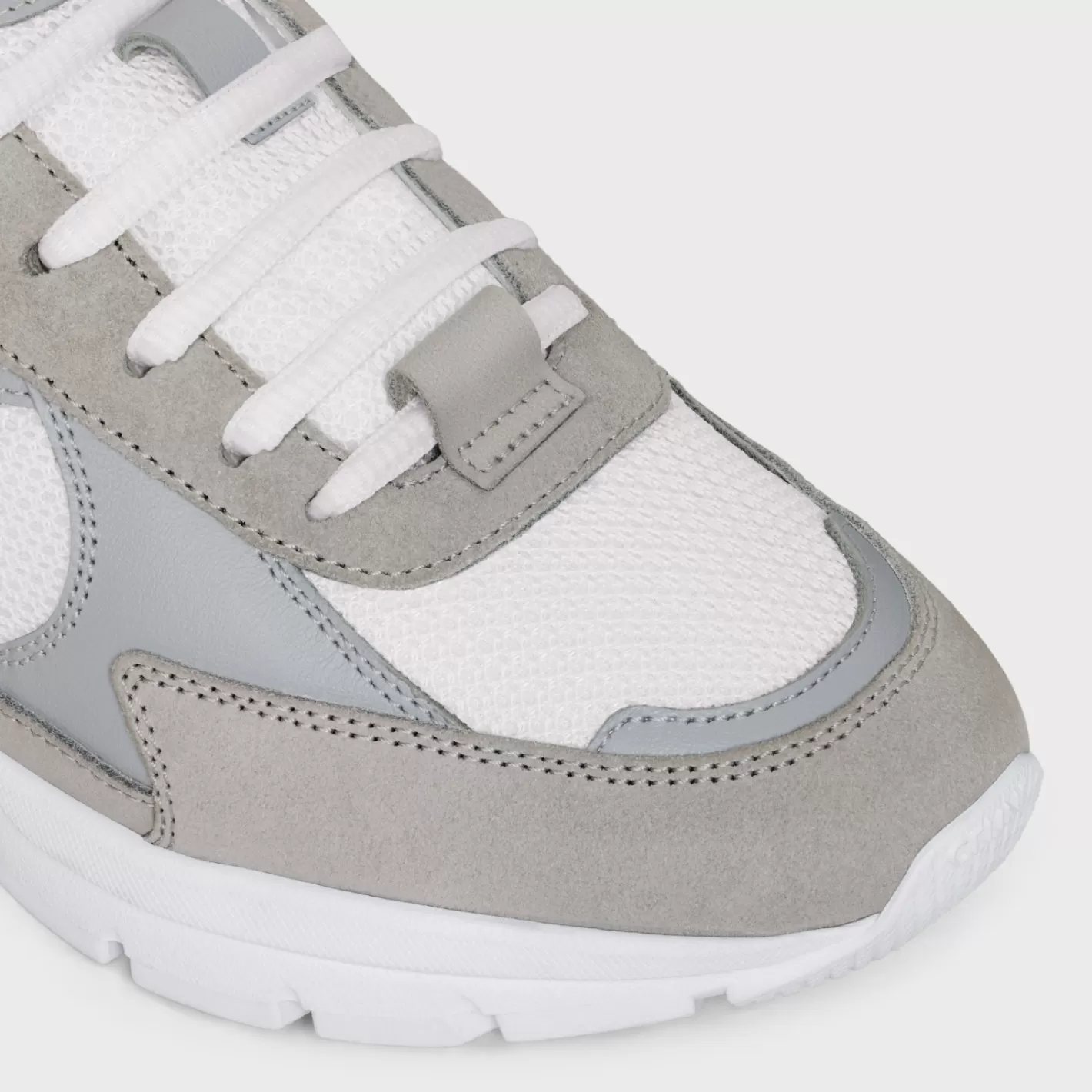 New CELINE RUNNER CR-03 LOW LACE-UP SNEAKER in SUEDE CALFSKIN, MESH AND CALFSKIN GREY/OPTICWHITE
