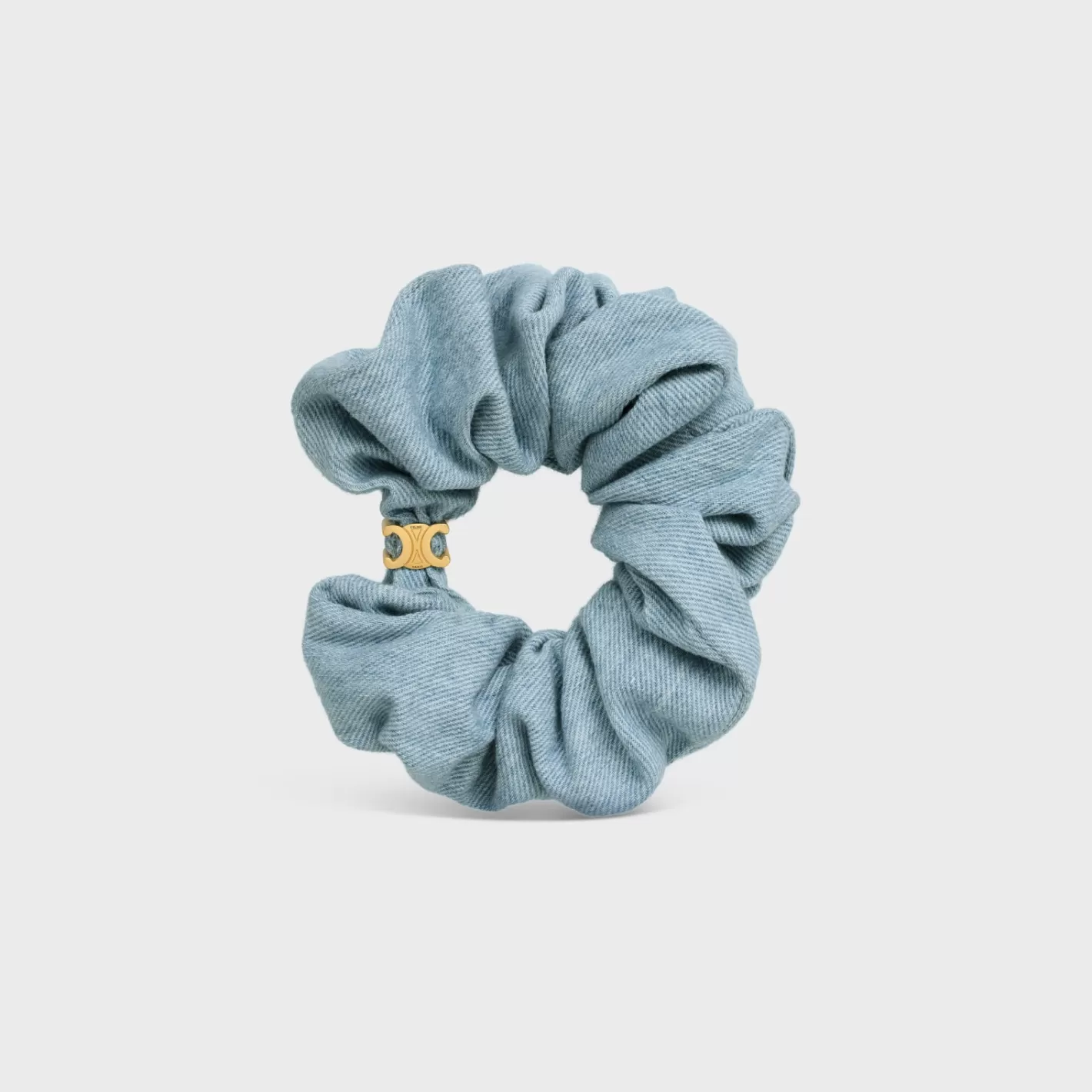 Flash Sale CELINE Scrunchy Denim in Cotton and Brass with Gold Finish GOLD/BLUE