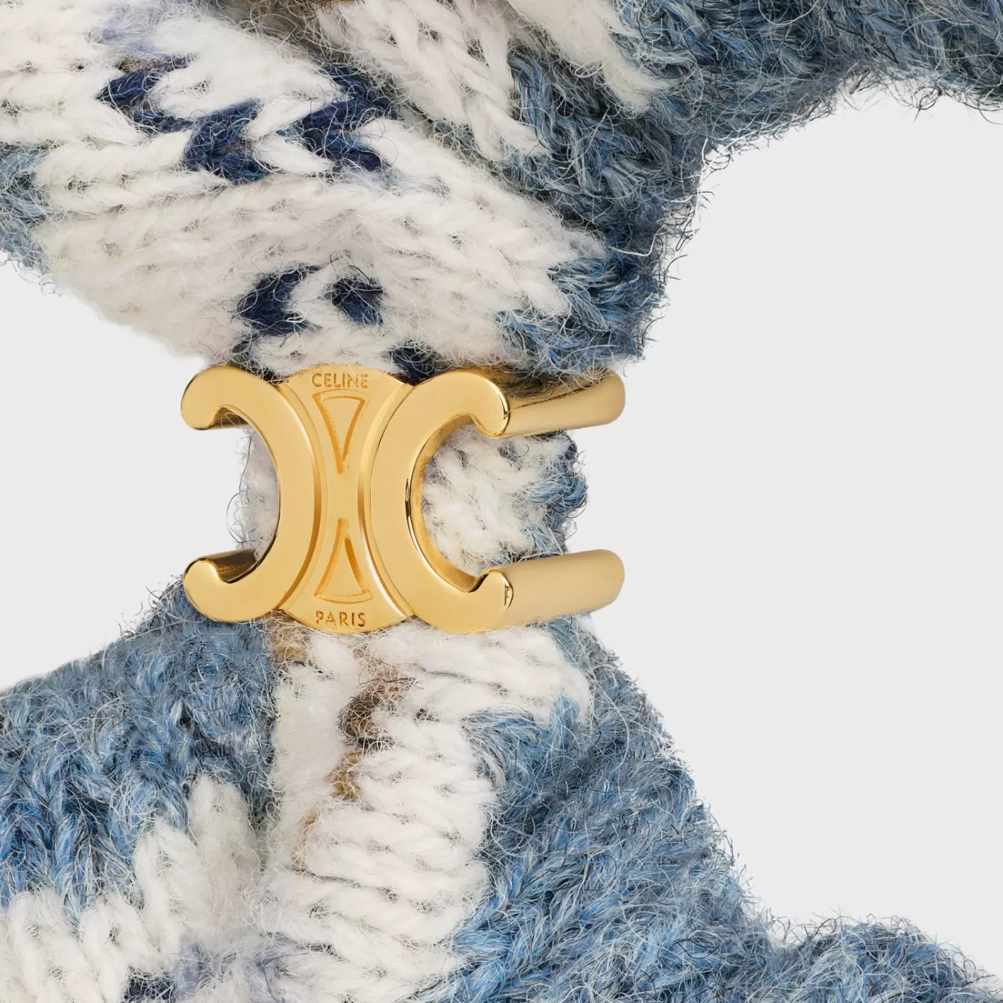 Sale CELINE Scrunchy Fair Isle in Wool and Brass with Gold finish BLUE/GOLD