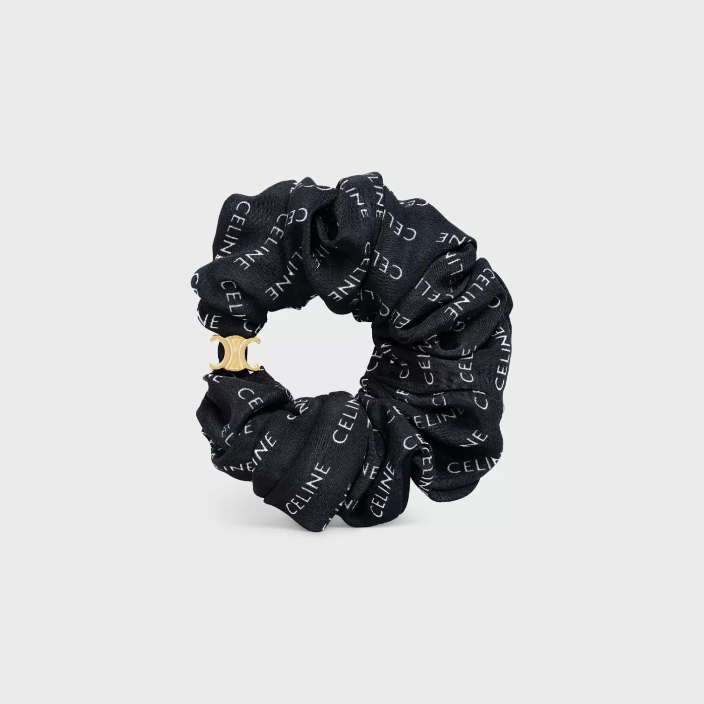 Online CELINE Scrunchy Rayure in Silk and Brass with Gold finish GOLD/BLACK