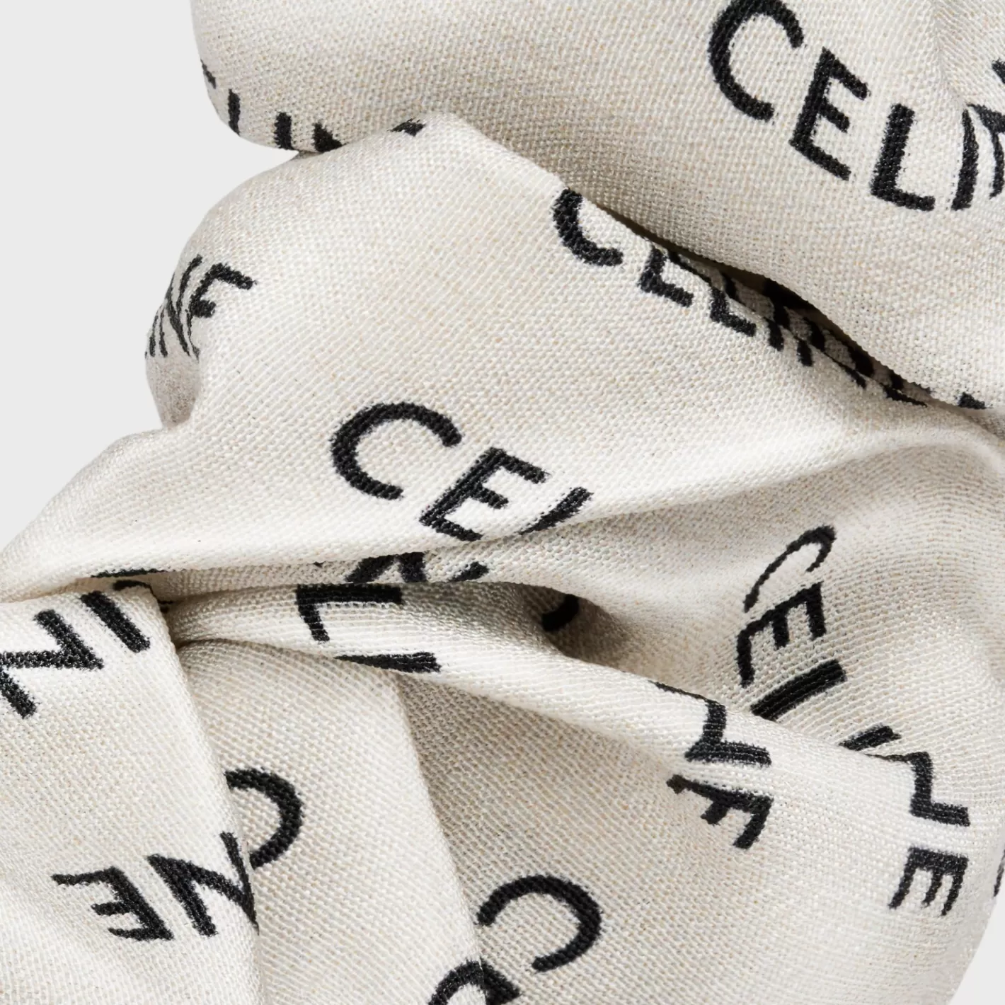 Best CELINE Scrunchy Rayure in Silk and Brass with Gold finish Gold&White