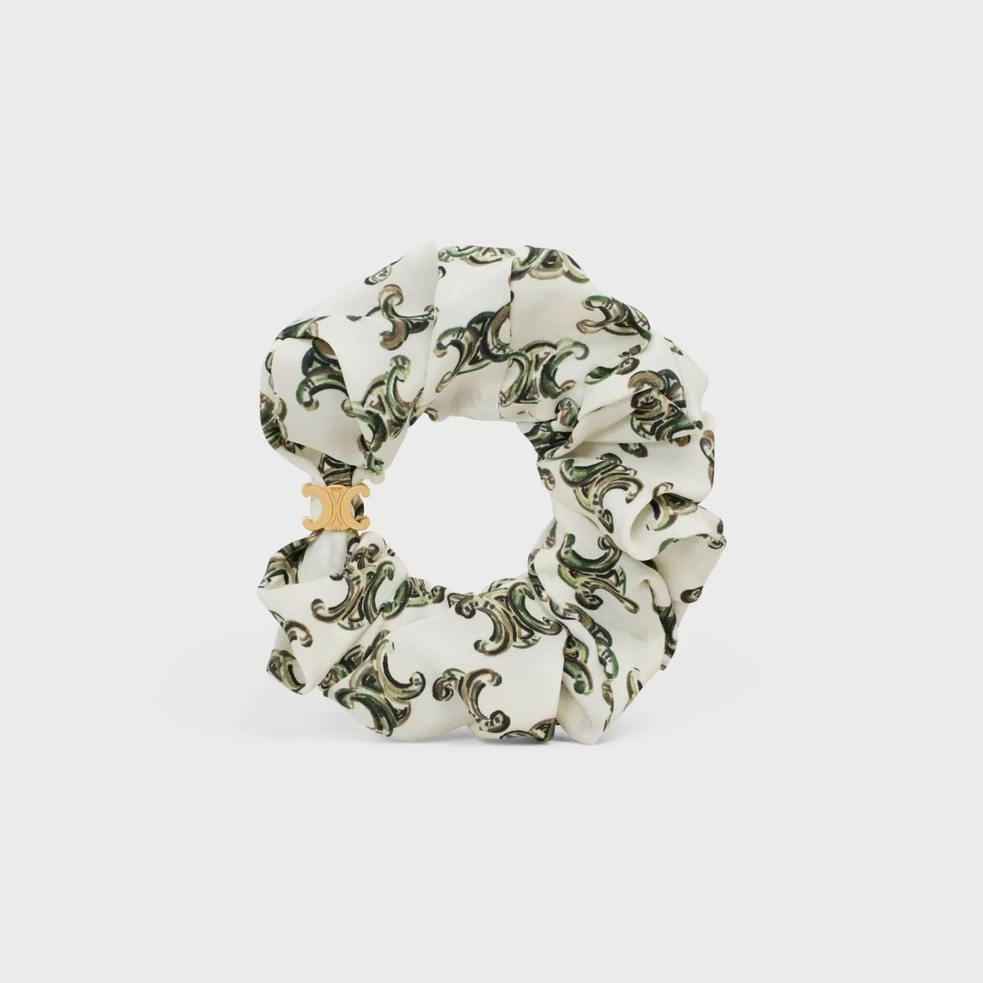 Cheap CELINE Scrunchy Triomphe Camo in Silk and Brass with Gold Finish GOLD/CRAIE