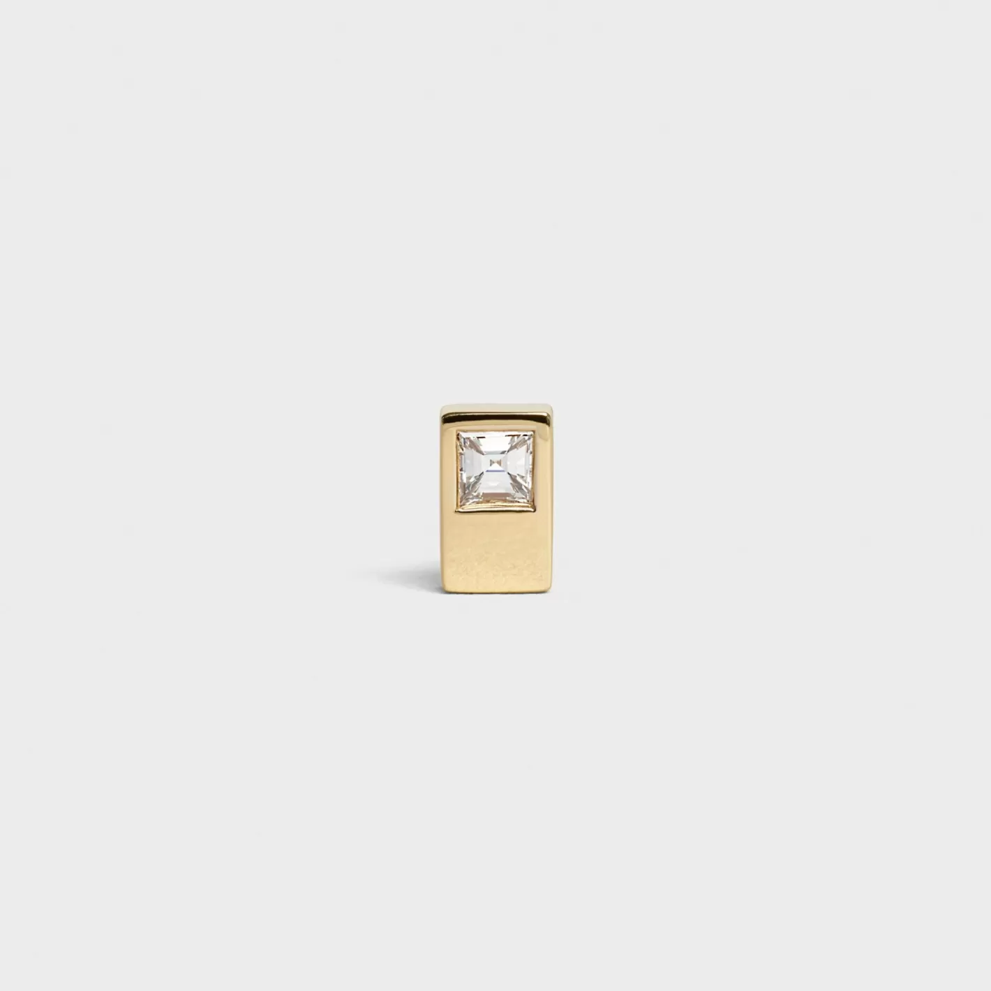 Shop CELINE Sentimental Double Square Stud in Yellow Gold and Diamond YellowGoldandWhite