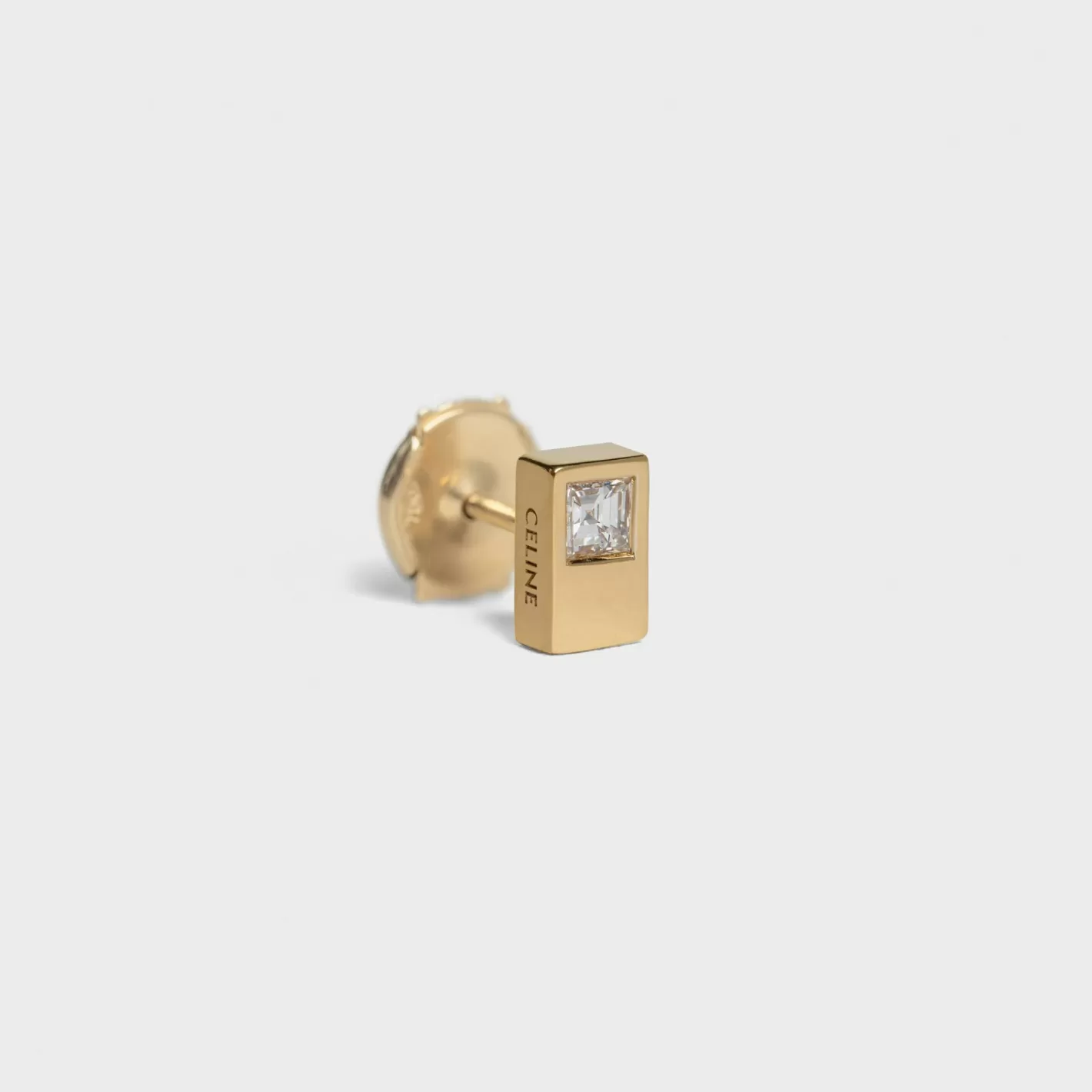 Shop CELINE Sentimental Double Square Stud in Yellow Gold and Diamond YellowGoldandWhite