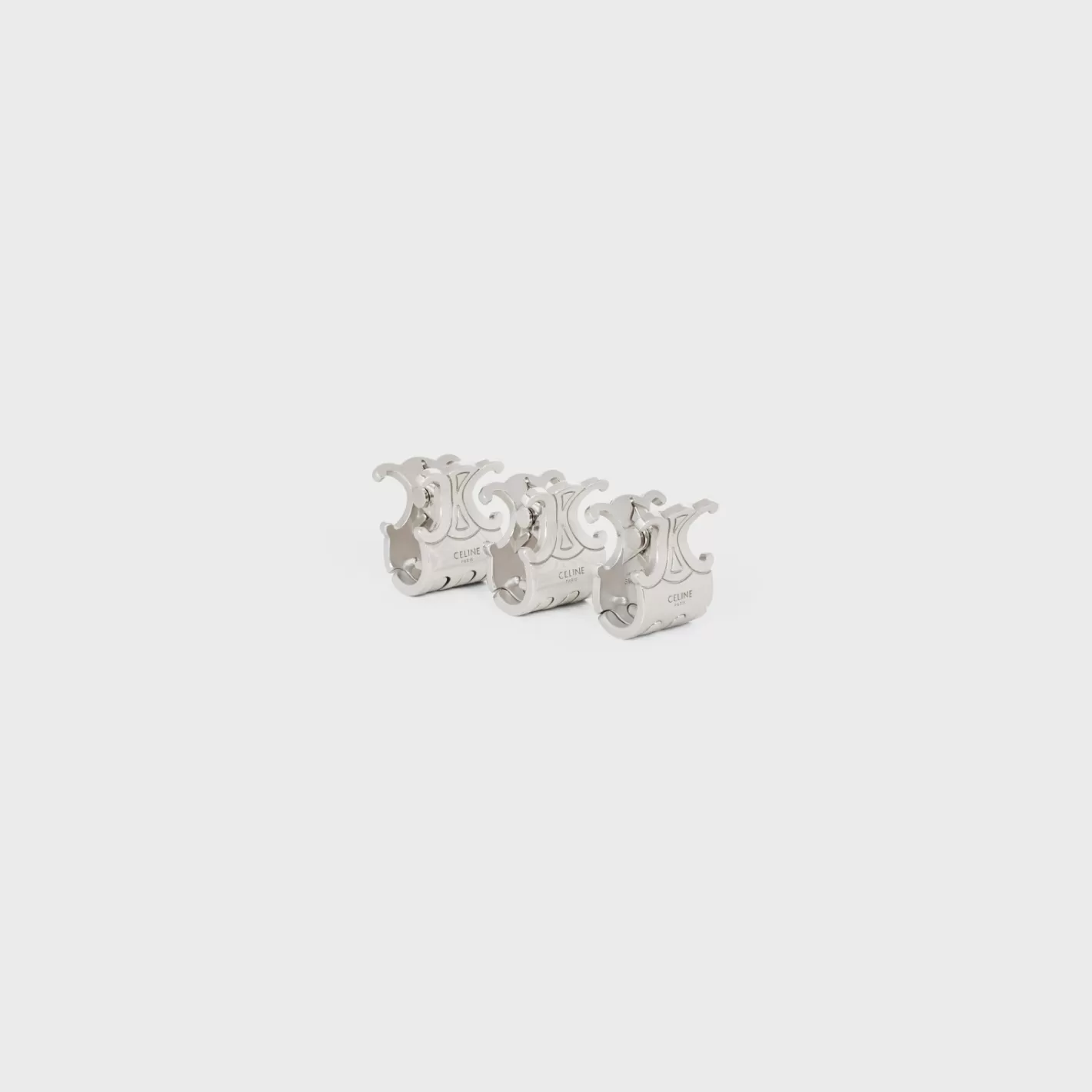 Discount CELINE Set of 3 Mini Hair Claws in Brass with Rhodium Finish and Steel SILVER