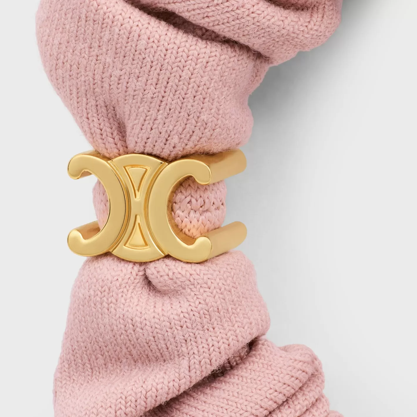 Fashion CELINE Set of 2 Small Scrunchies in Polyamide, Elastane and Brass with Gold Finish BLACK/PINK
