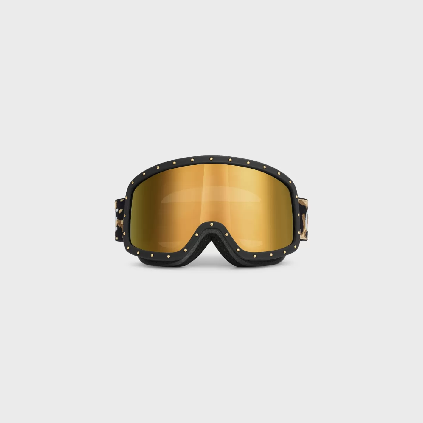 Store CELINE Ski Mask in Plastic with Metal Studs & Mirror Lenses LEOPARD