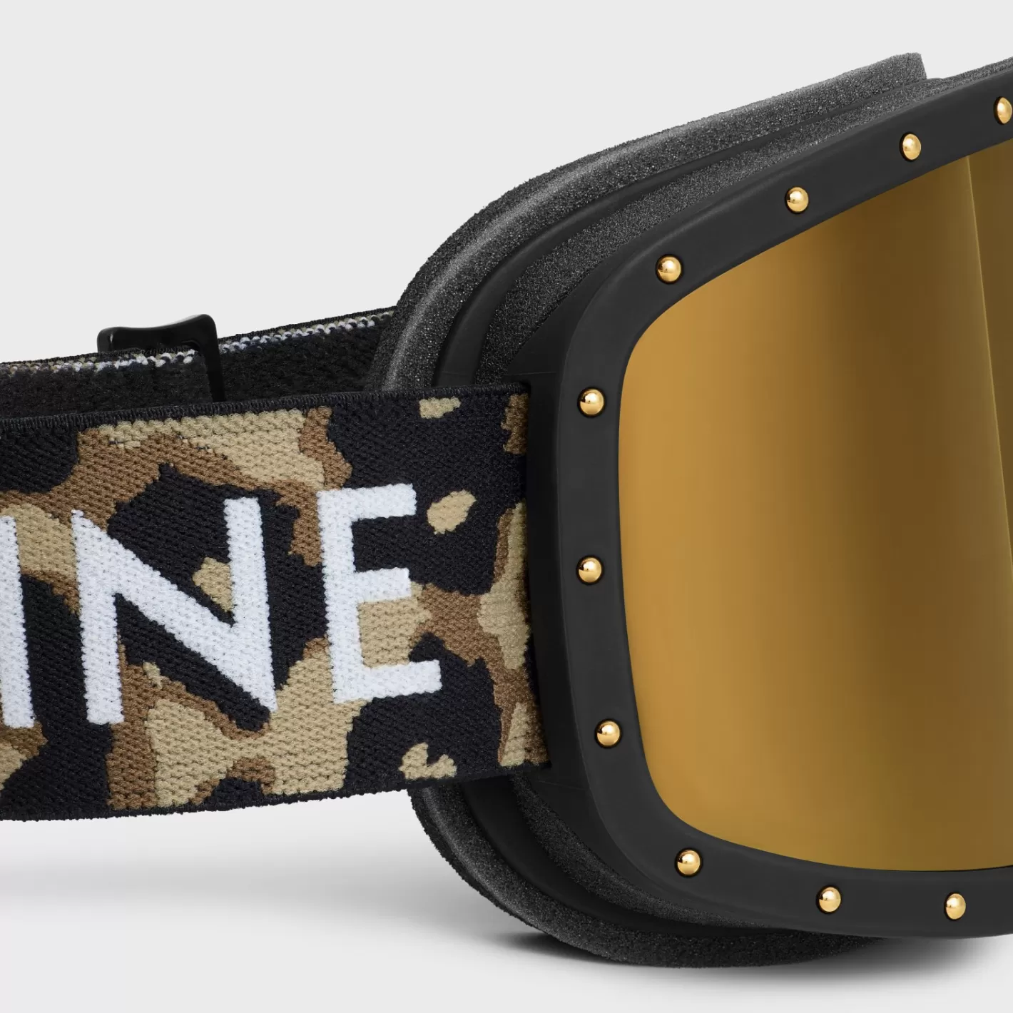 Store CELINE Ski Mask in Plastic with Metal Studs & Mirror Lenses LEOPARD