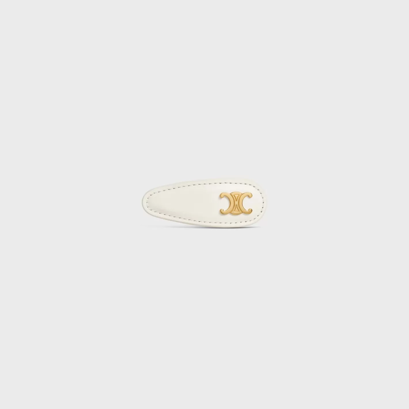 Clearance CELINE Snap Hair Clip in Calfskin, Brass with Gold Finish and Steel ECRU/GOLD