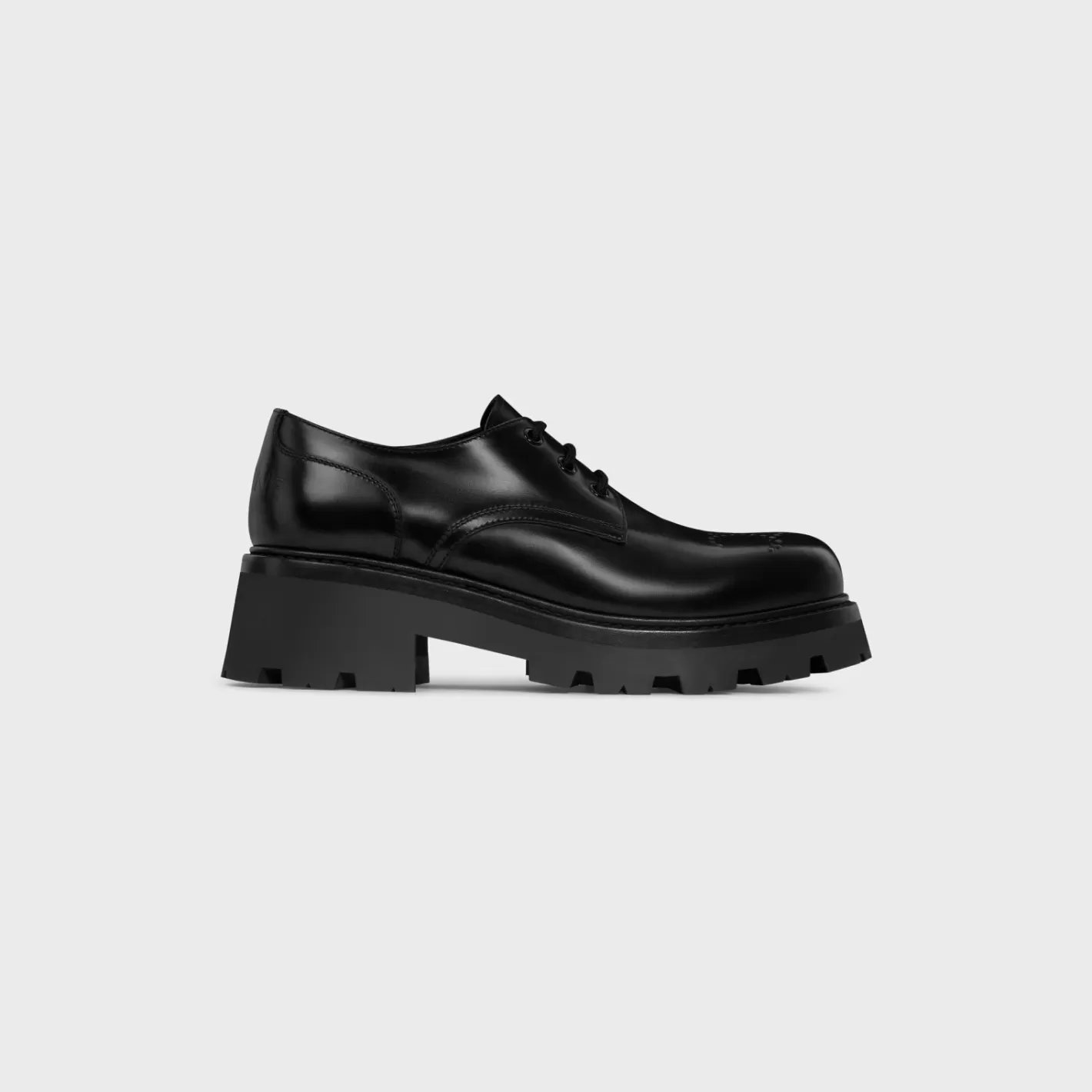 Cheap CELINE TRIOMPHE RANGERS DERBY WITH PERFORATED TRIOMPHE in POLISHED BULL BLACK