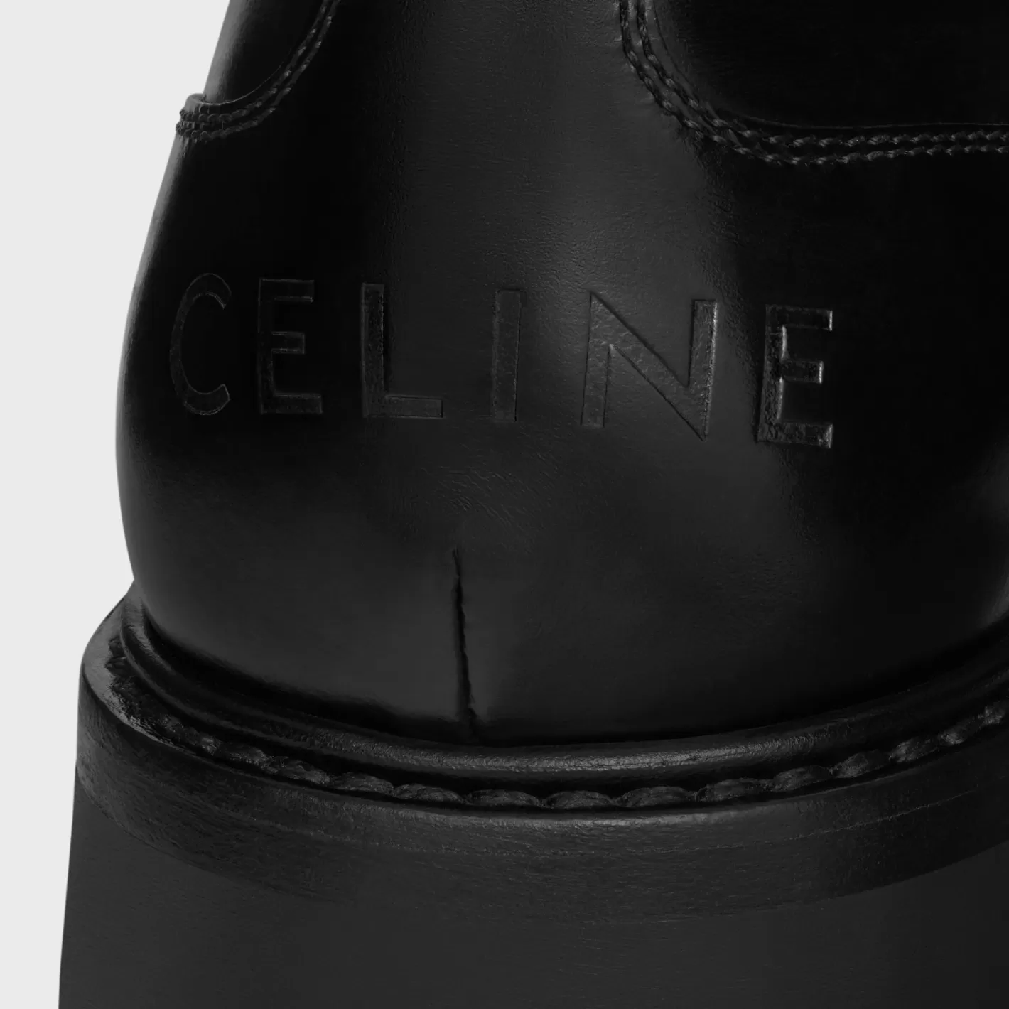 Cheap CELINE TRIOMPHE RANGERS DERBY WITH PERFORATED TRIOMPHE in POLISHED BULL BLACK