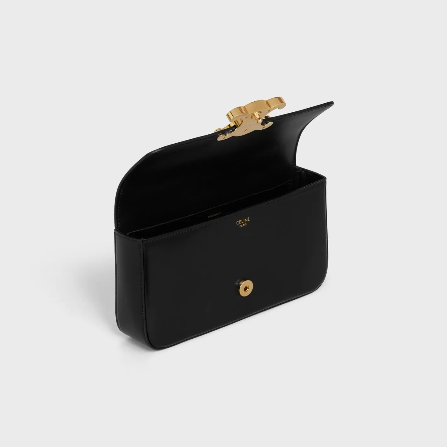 Online CELINE CHAIN SHOULDER BAG CLAUDE WITH STRASS CLOSURE in shiny calfskin BLACK