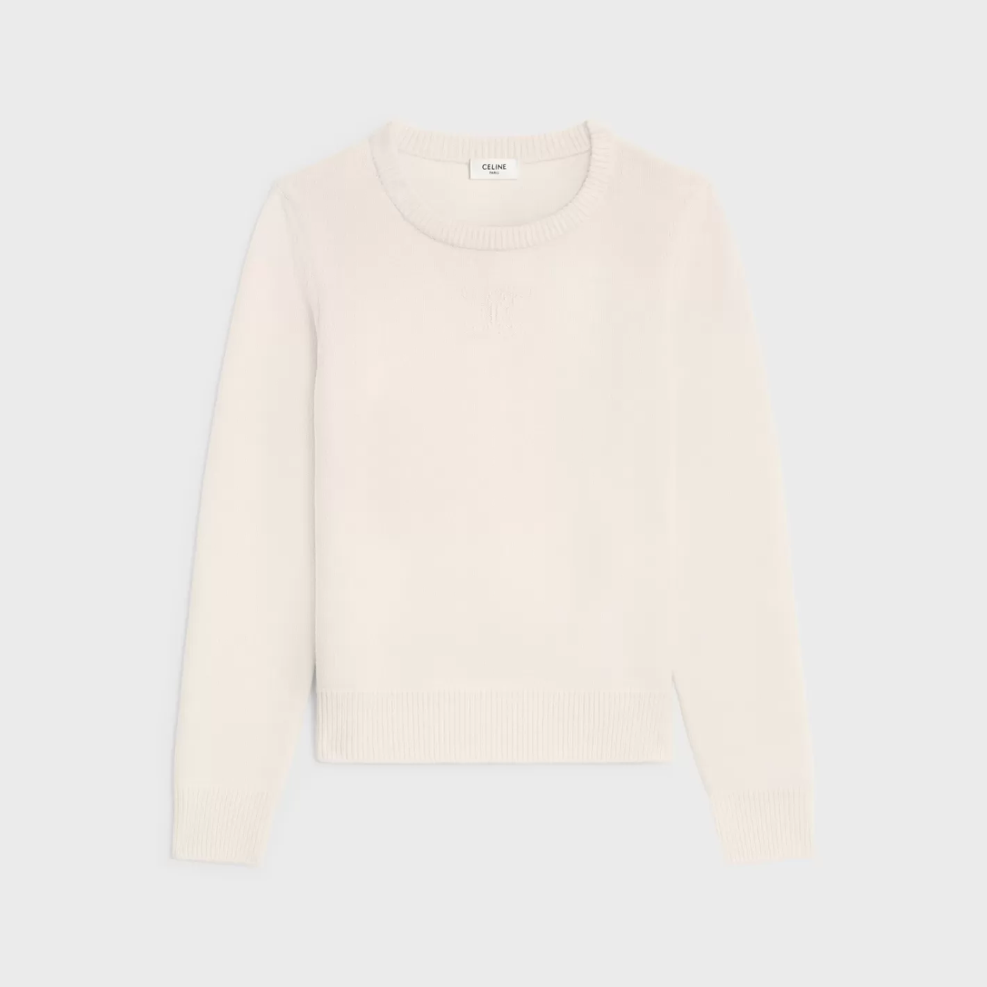 New CELINE Crew neck sweater in heritage cashmere OFFWHITE