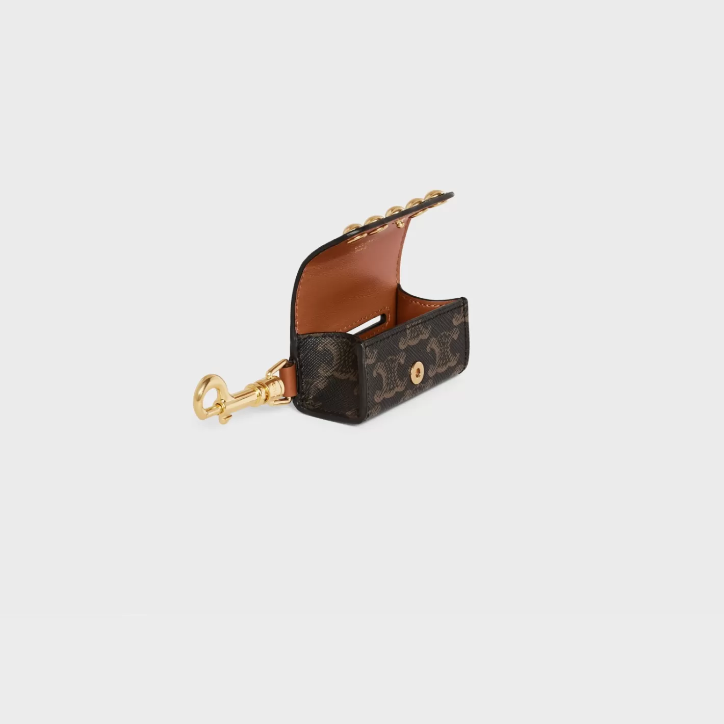 Best CELINE Dog Bags Holder in Triomphe Canvas and Calfskin with Studs TAN