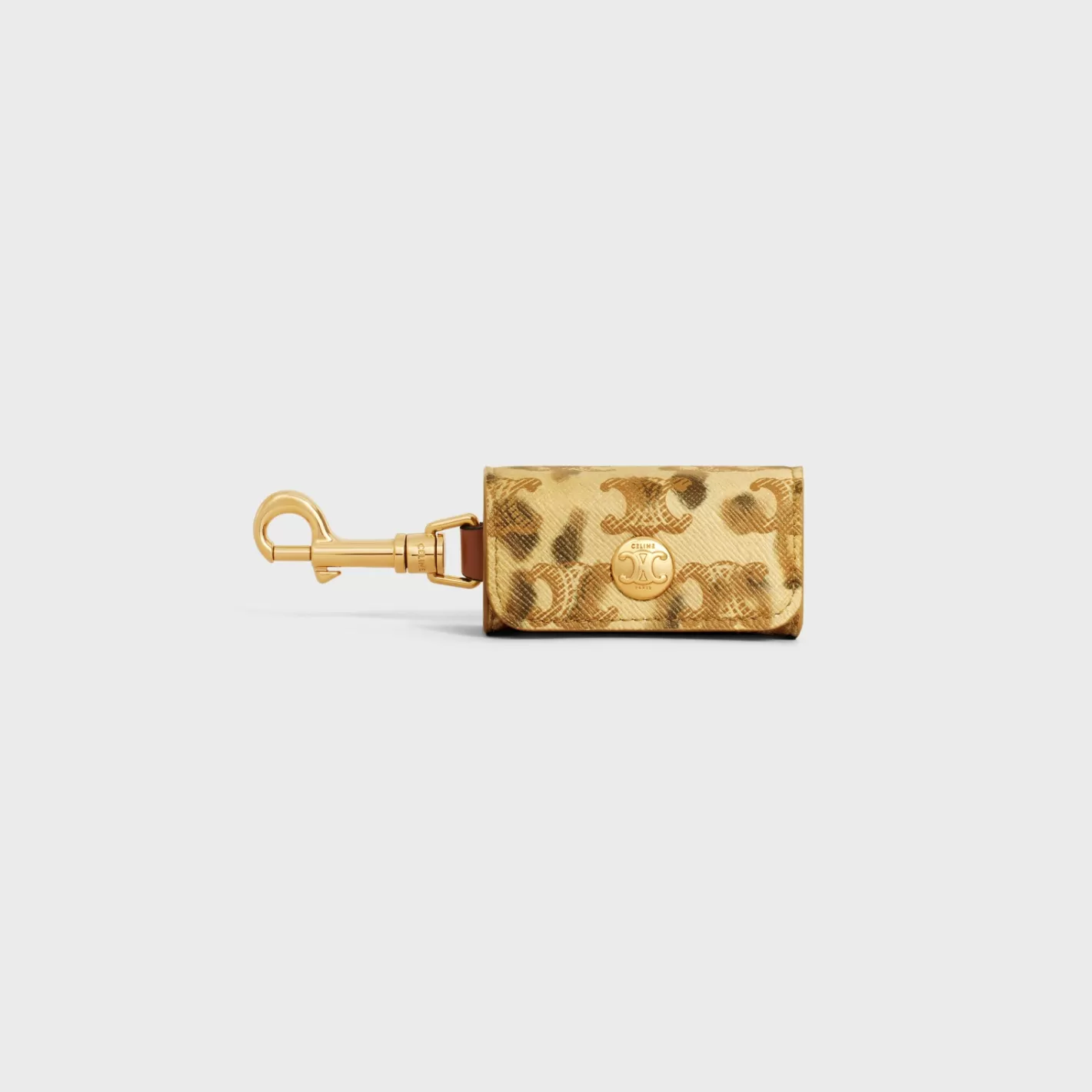 Fashion CELINE Dog bags holder in triomphe canvas with print and calfskin LEOPARD
