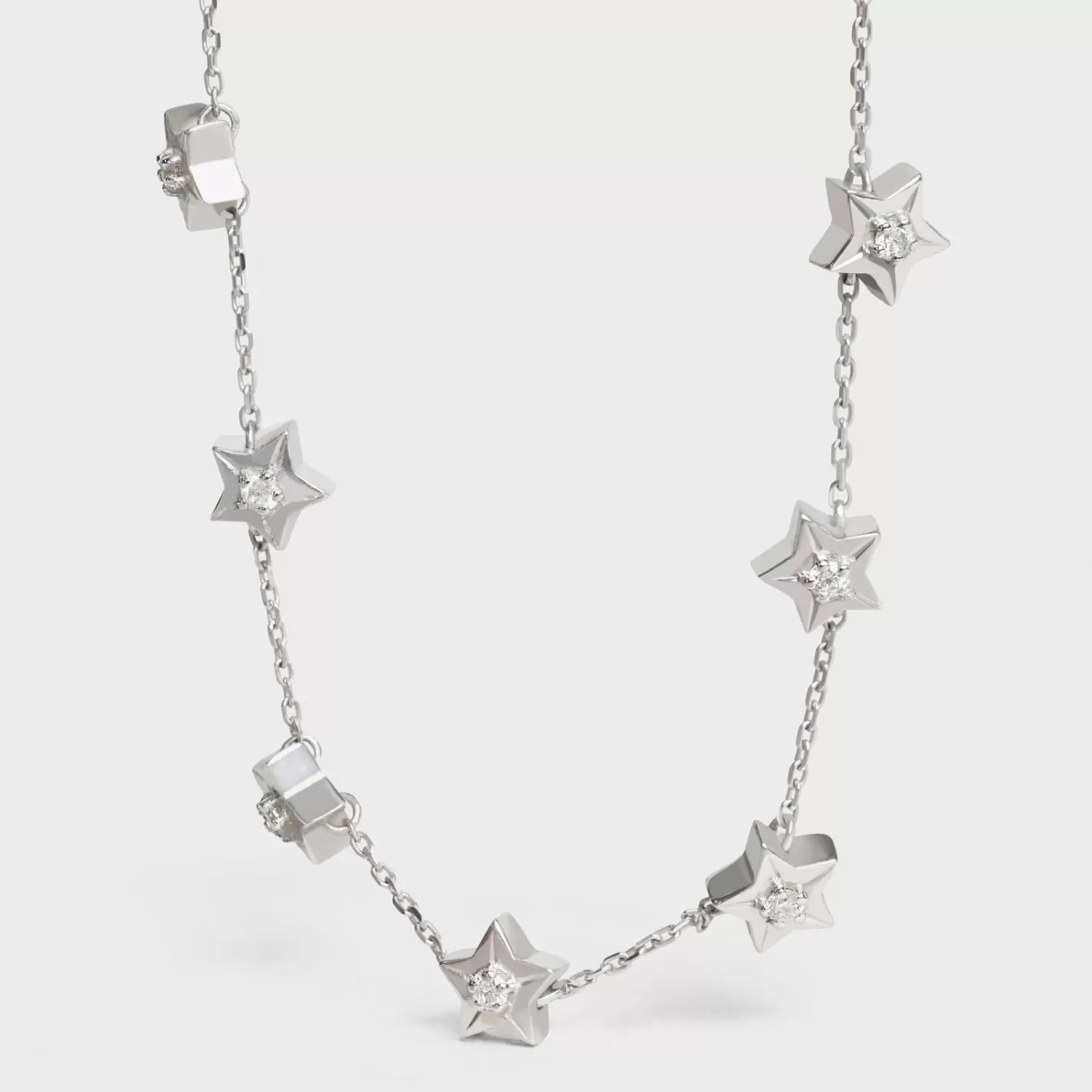 Best Sale CELINE Etoile Multi Stars Necklace in White Gold and Diamonds WhiteGoldandWhite