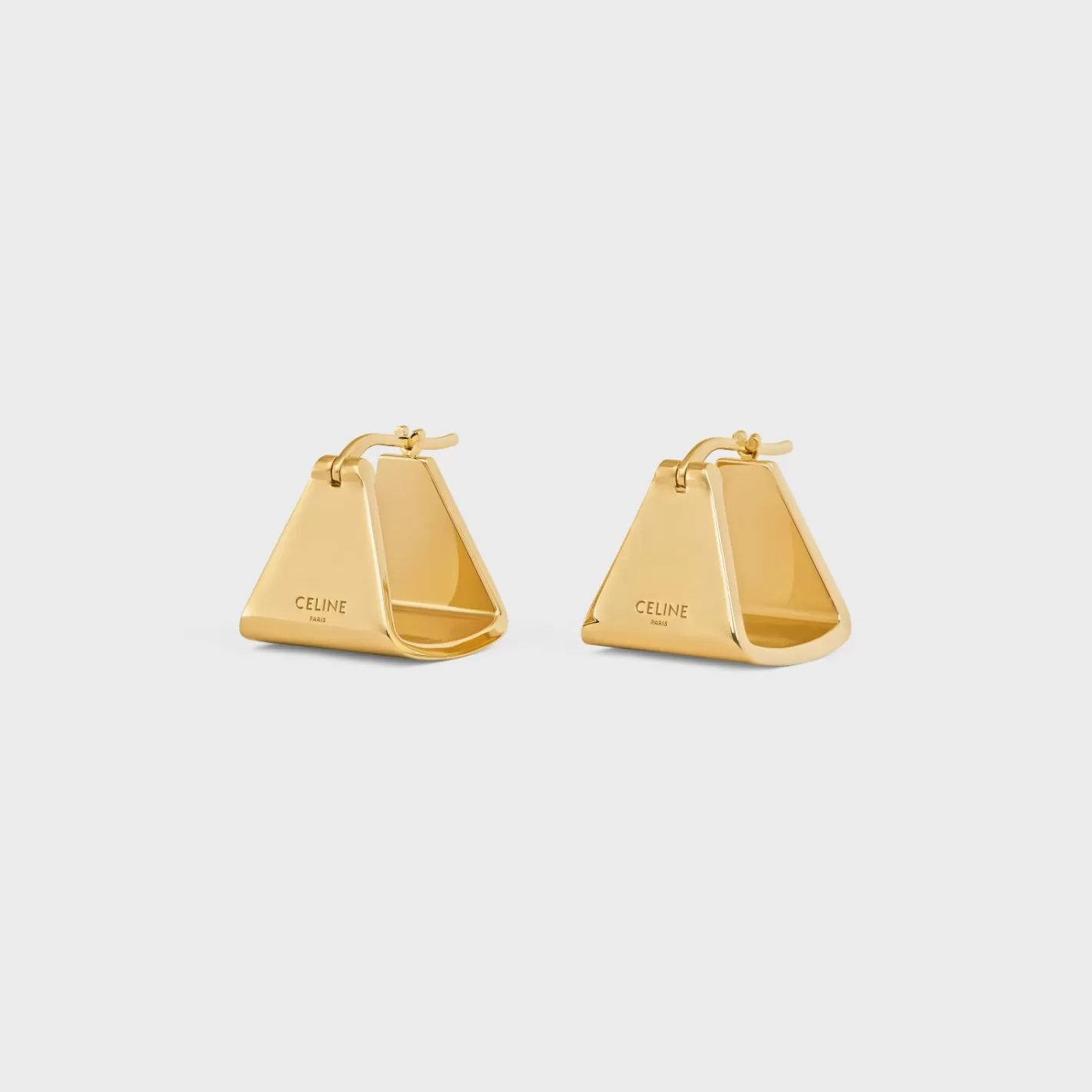 Best CELINE Formes Abstraites Pyramid Hoops in Brass with Finish GOLD