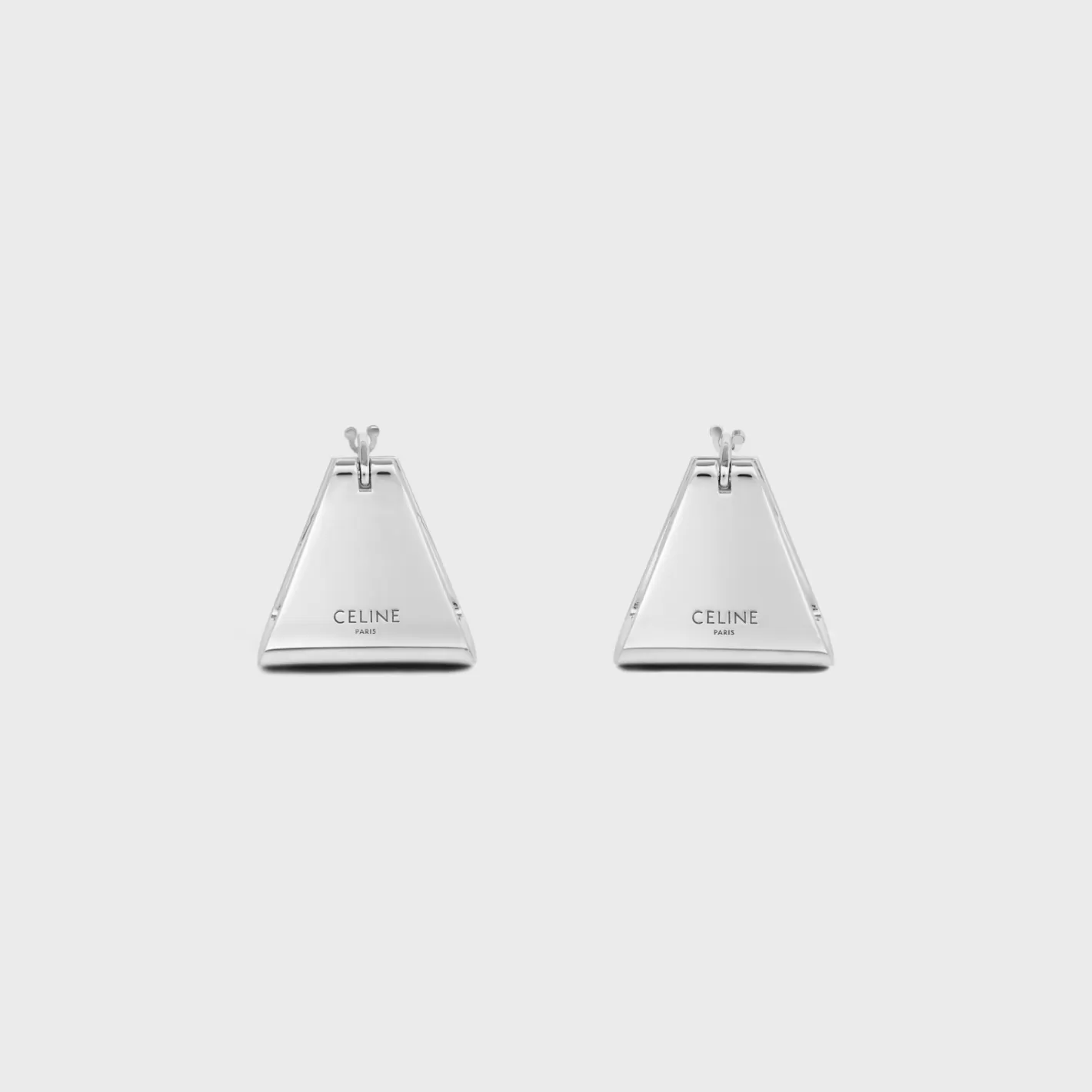 Sale CELINE Formes Abstraites Pyramid Hoops in Brass with Rhodium Finish SILVER