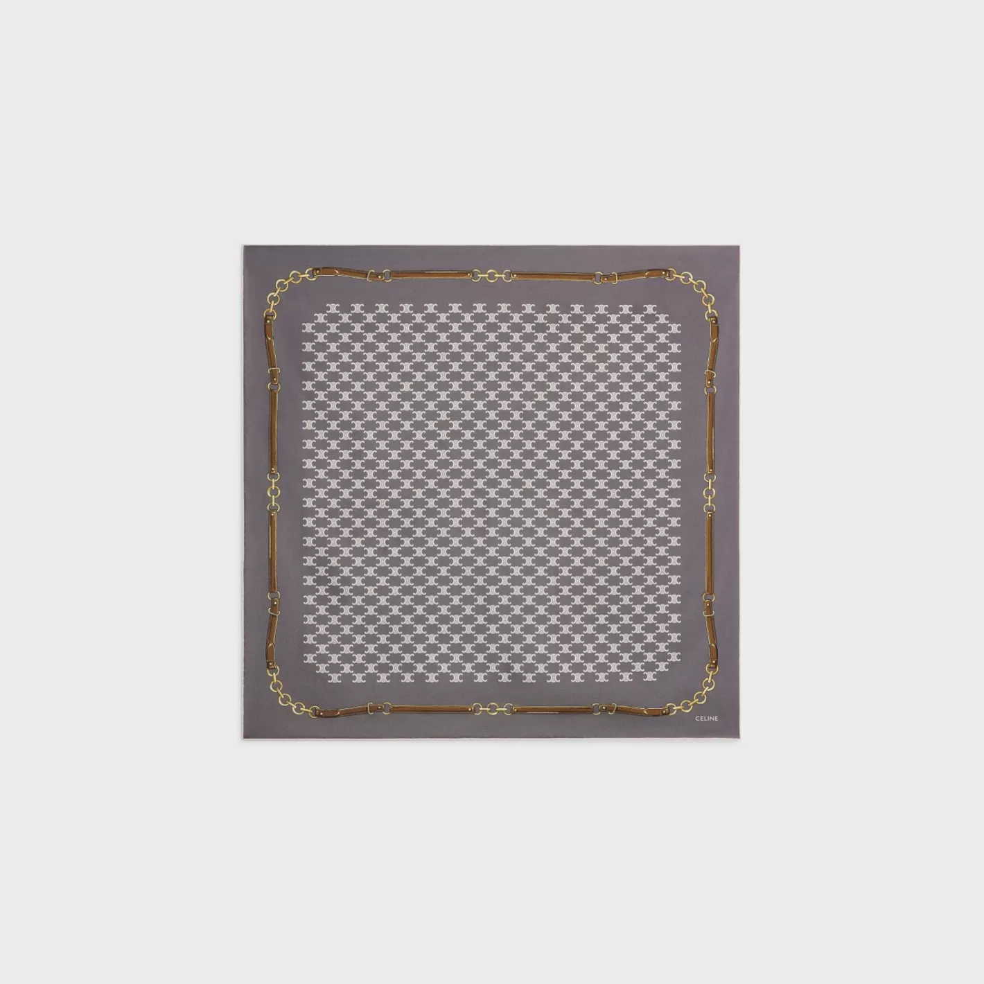 Shop CELINE heritage bandana in silk twill GRIS/ROSE
