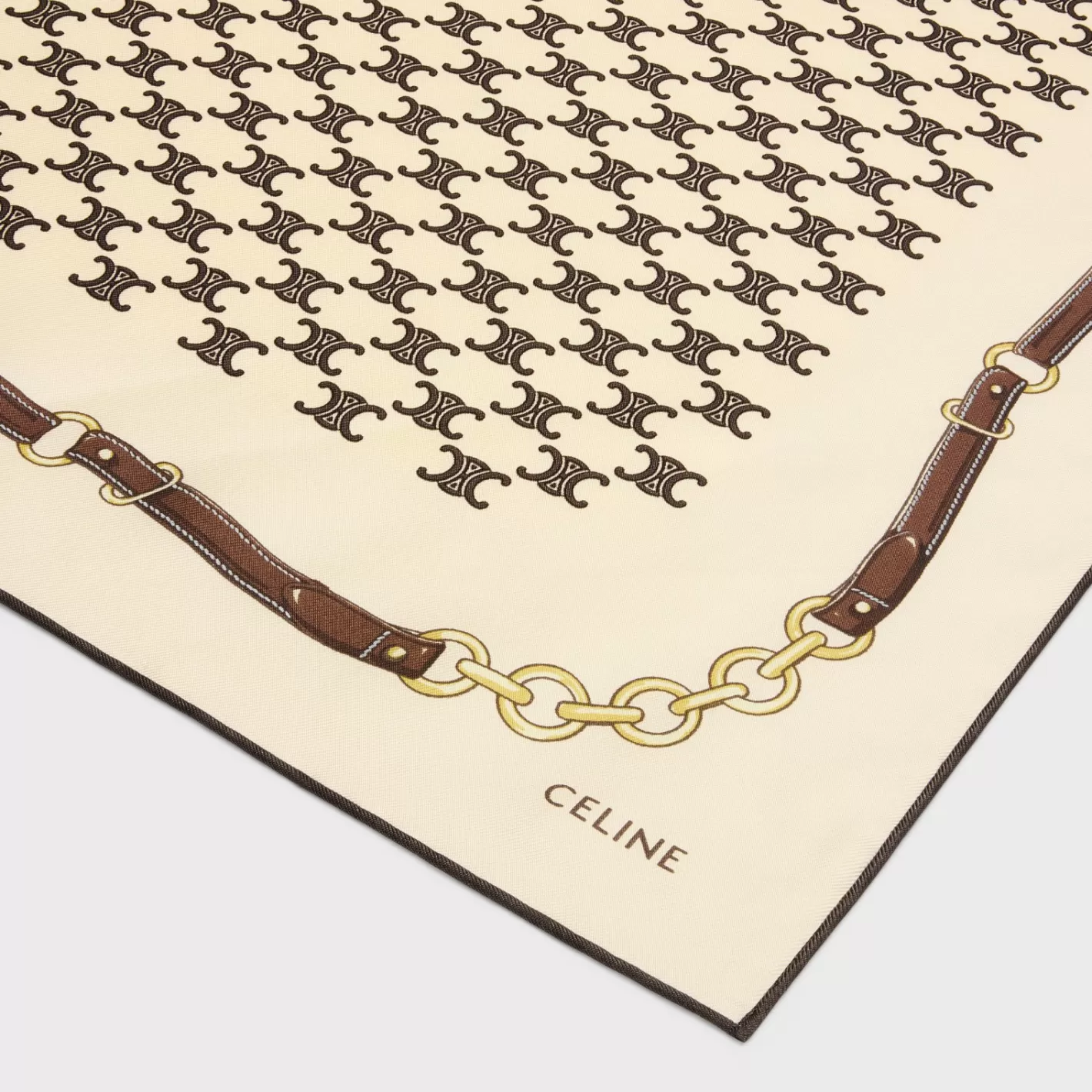 Outlet CELINE heritage bandana in silk twill VANILLA