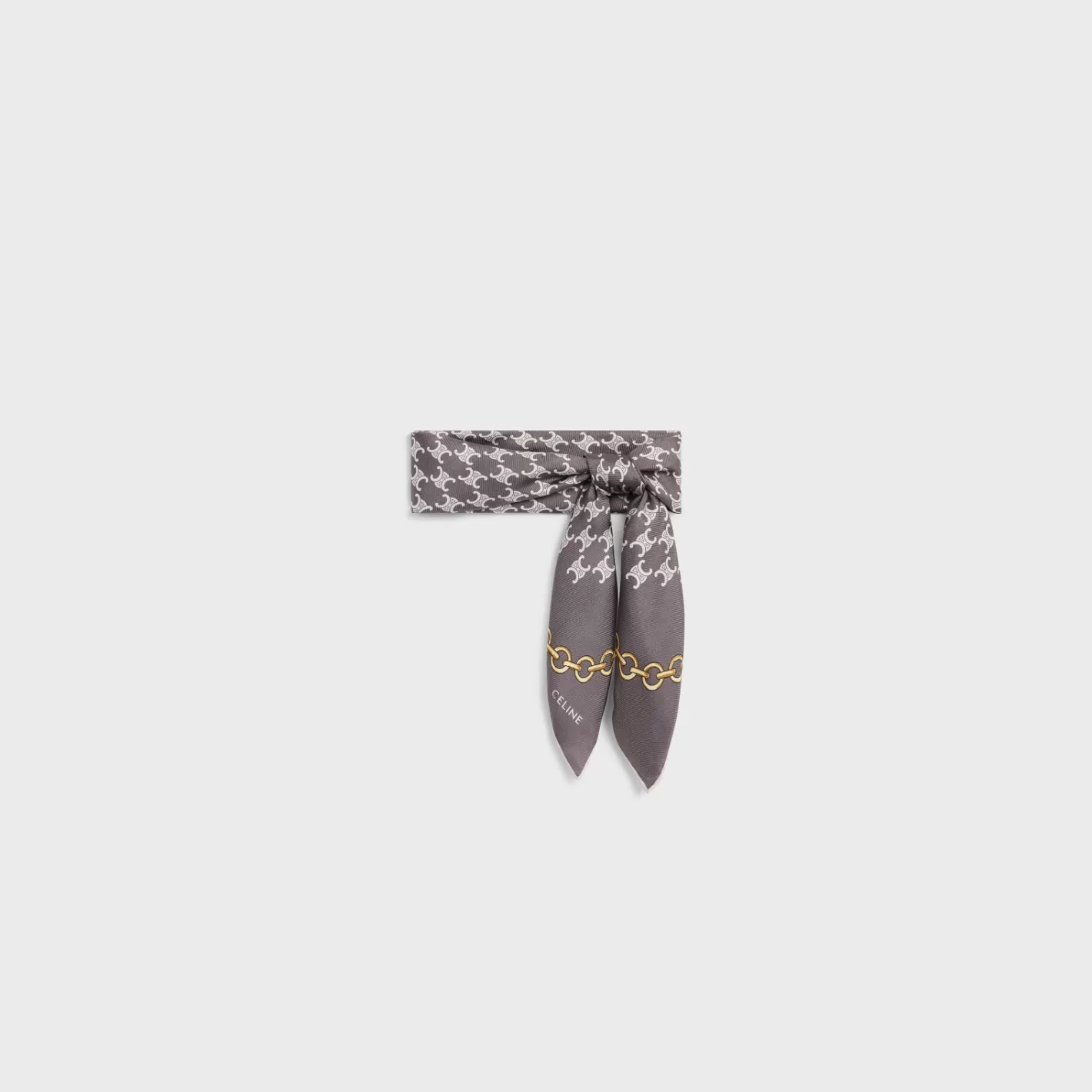 Shop CELINE heritage bandana in silk twill GRIS/ROSE
