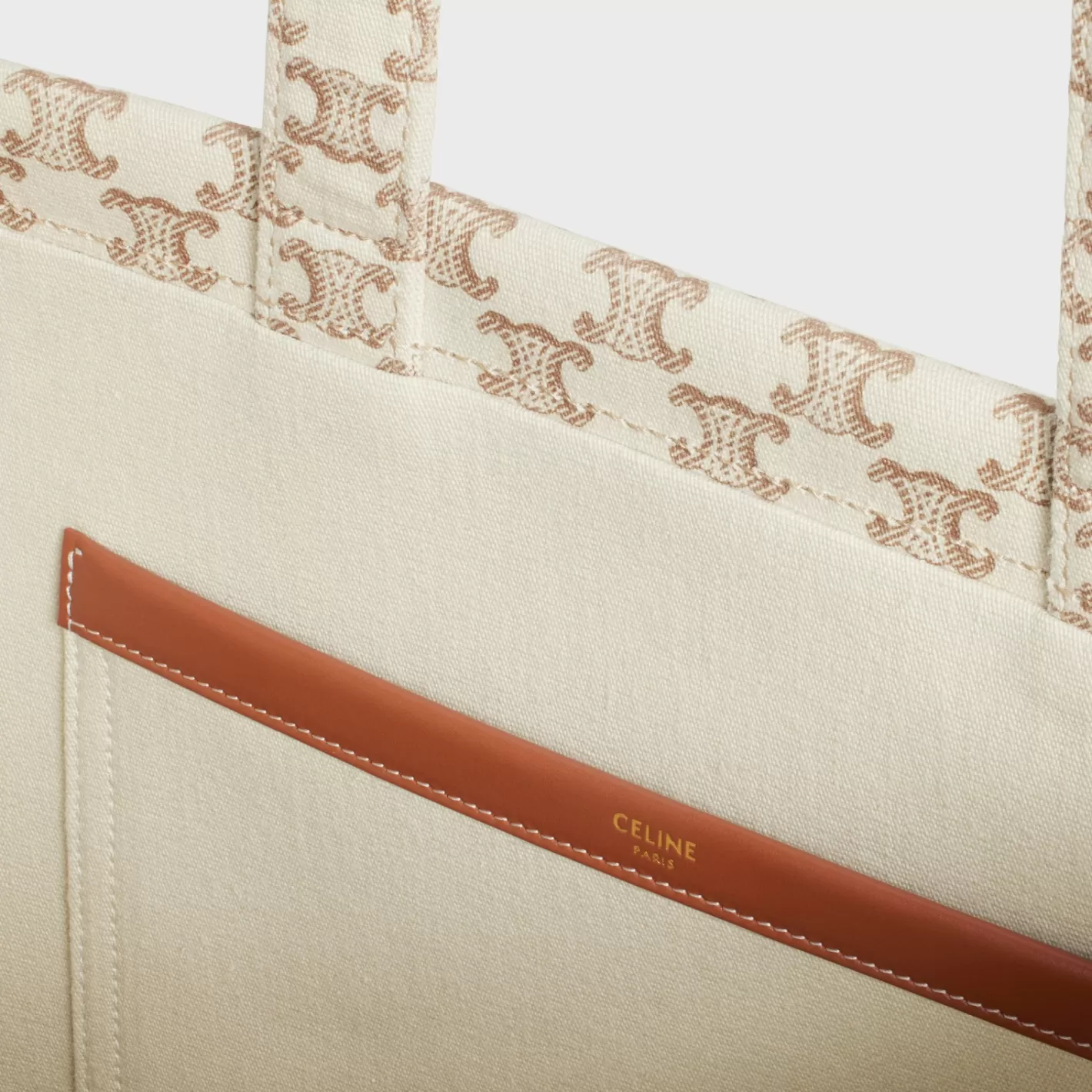 Flash Sale CELINE Large Cabas Thais in TEXTILE WITH TRIOMPHE CANVAS PRINT AND CALFSKIN WHITE