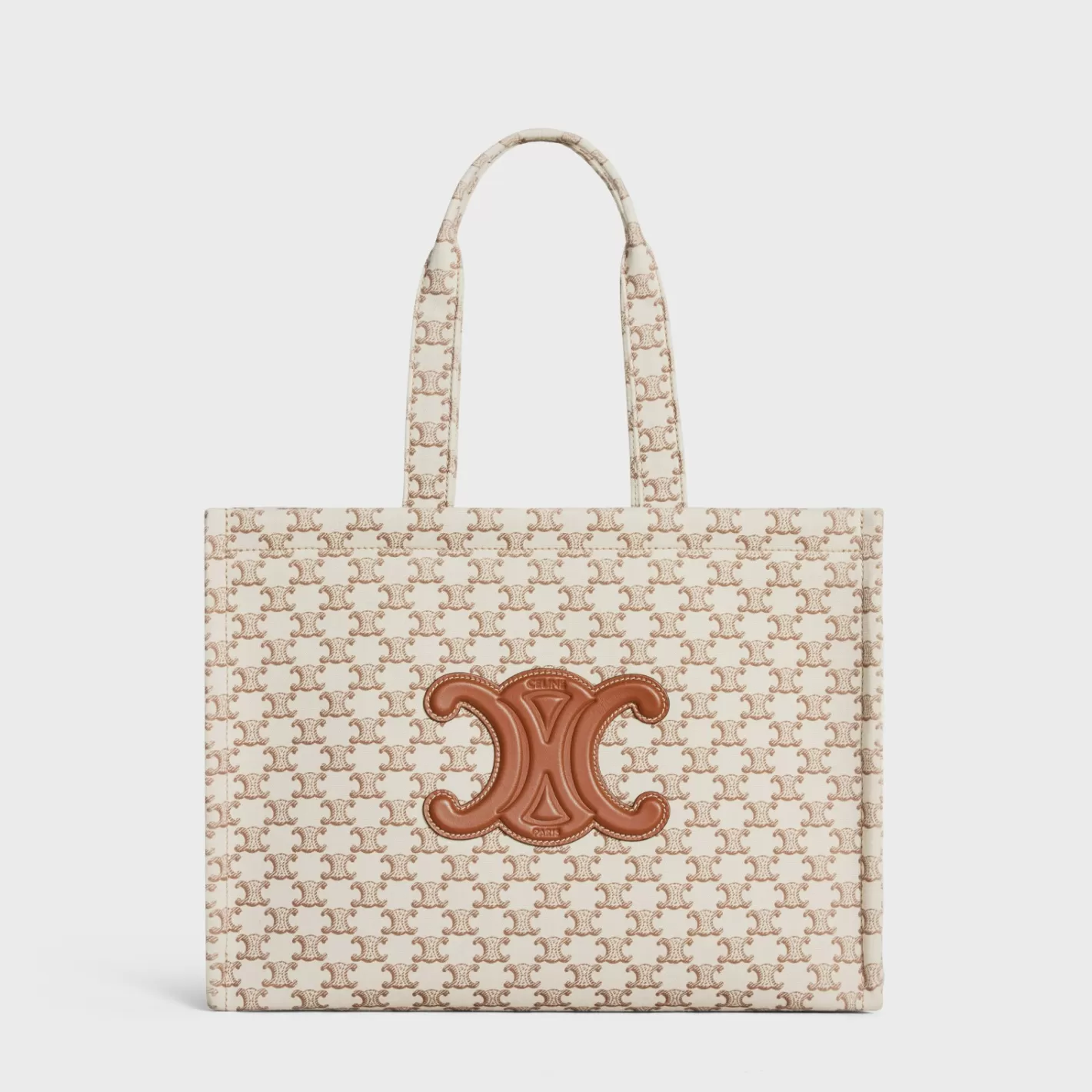 Flash Sale CELINE Large Cabas Thais in TEXTILE WITH TRIOMPHE CANVAS PRINT AND CALFSKIN WHITE