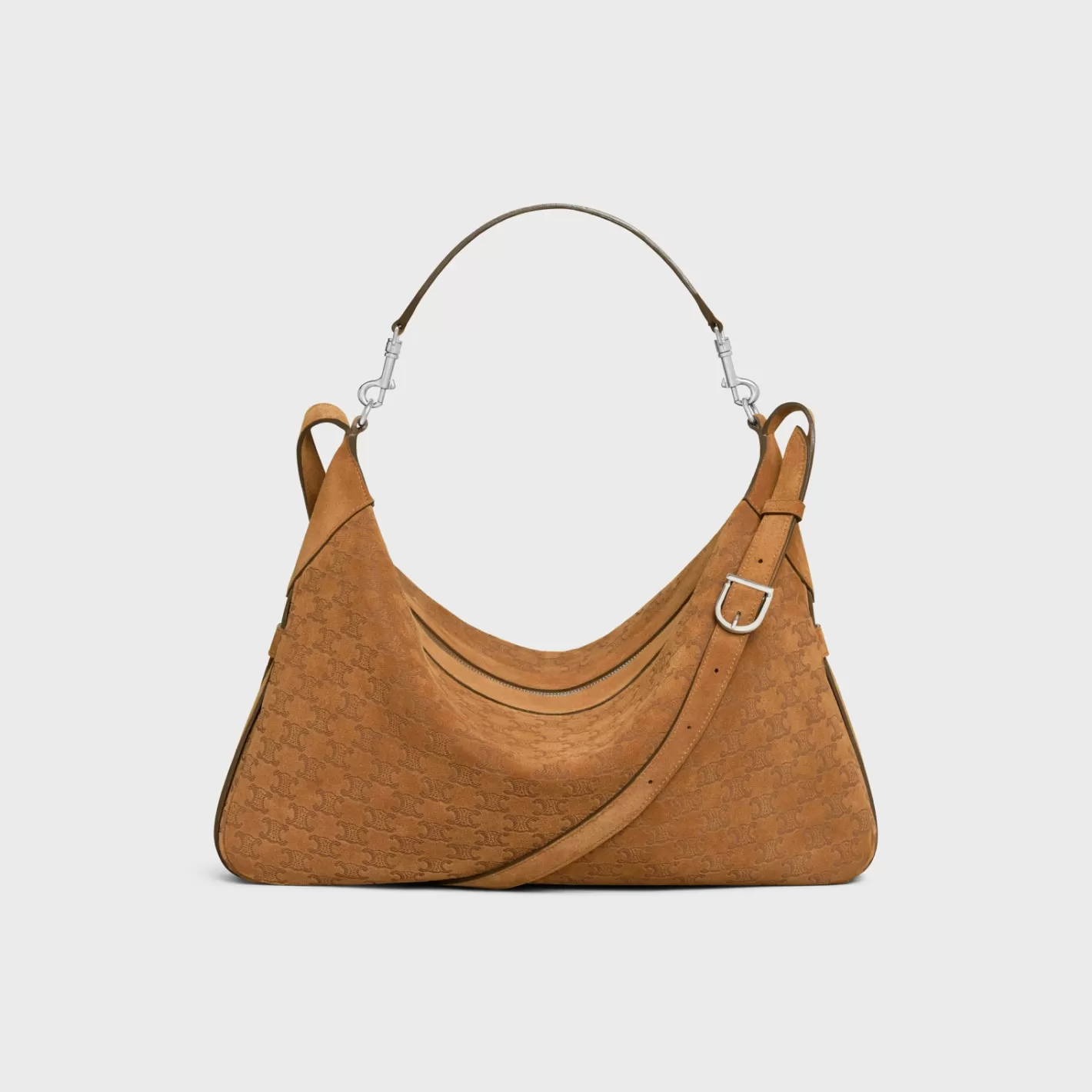 Best Sale CELINE Large Strap Romy in SUEDE CALFSKIN WITH TRIOMPHE ALL OVER HAVANA