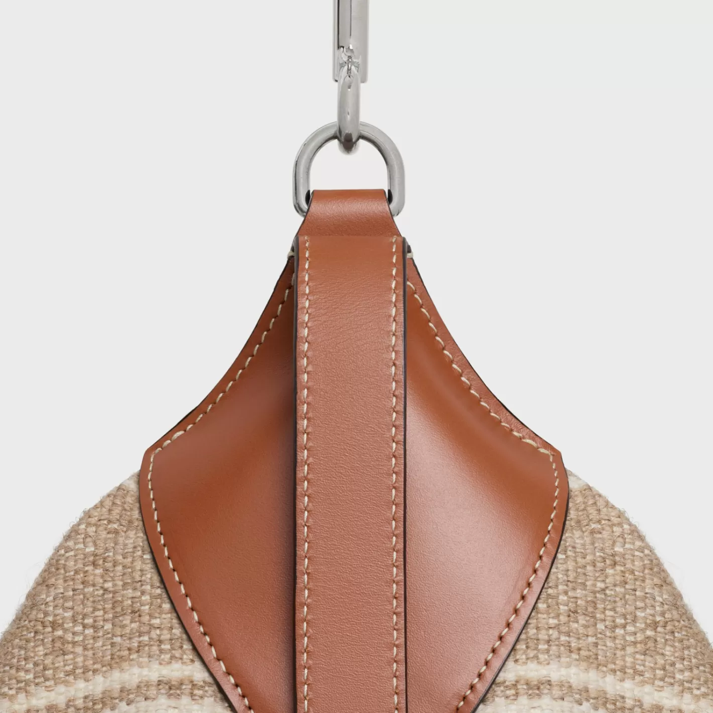 New CELINE Large Strap Romy in Textile with jacquard and calfskin BEIGE
