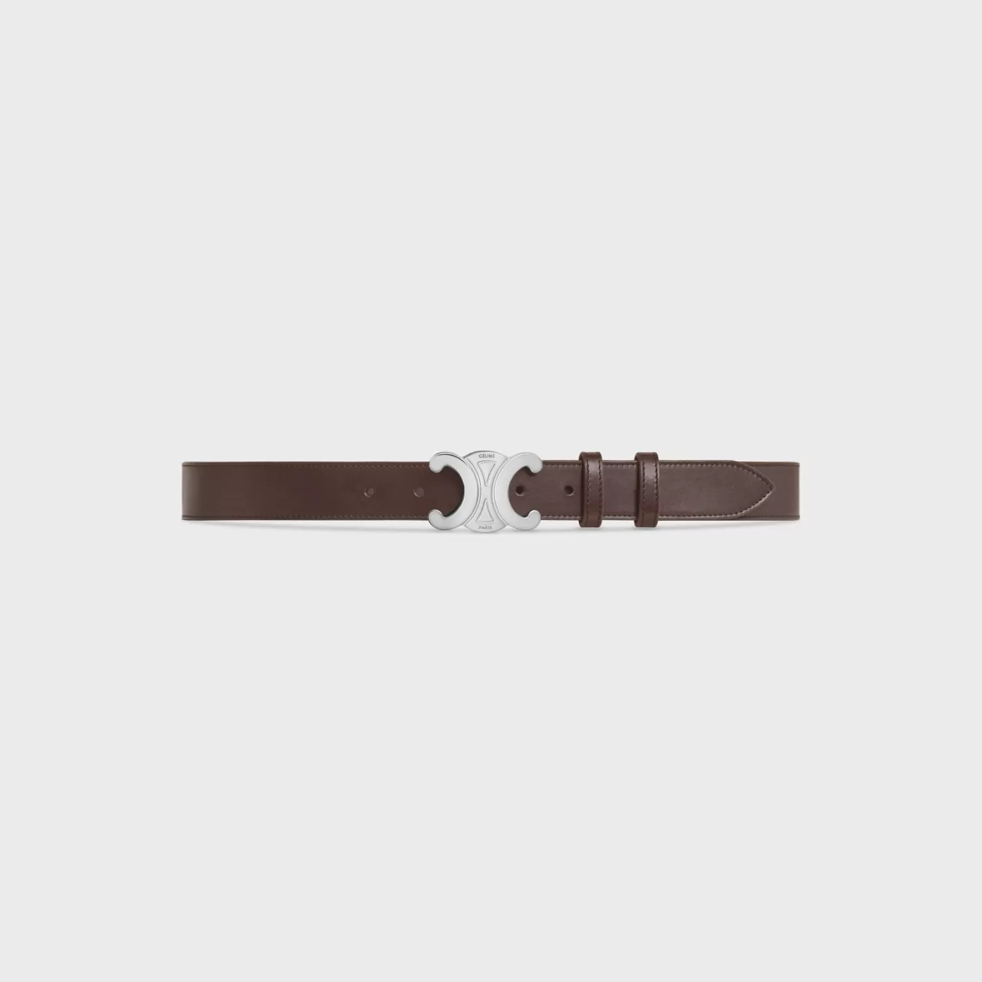 Hot CELINE Large triomphe belt in VINTAGE CALFSKIN DARKBROWN