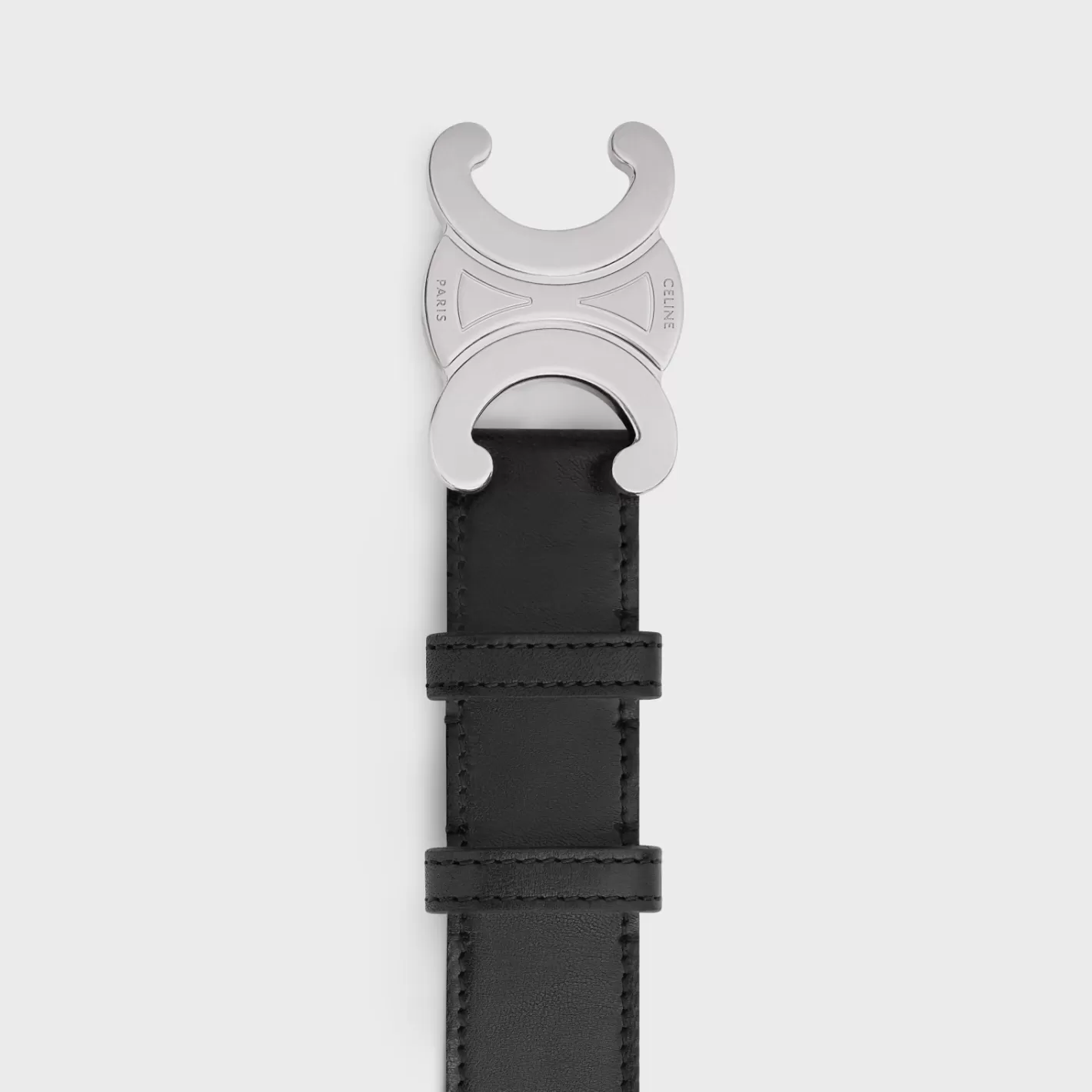 Flash Sale CELINE Large triomphe belt in VINTAGE CALFSKIN BLACK