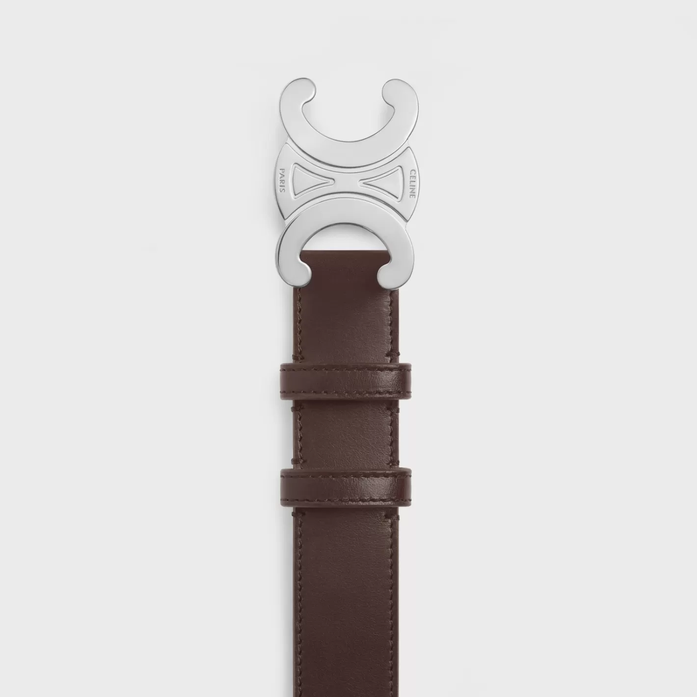 Hot CELINE Large triomphe belt in VINTAGE CALFSKIN DARKBROWN