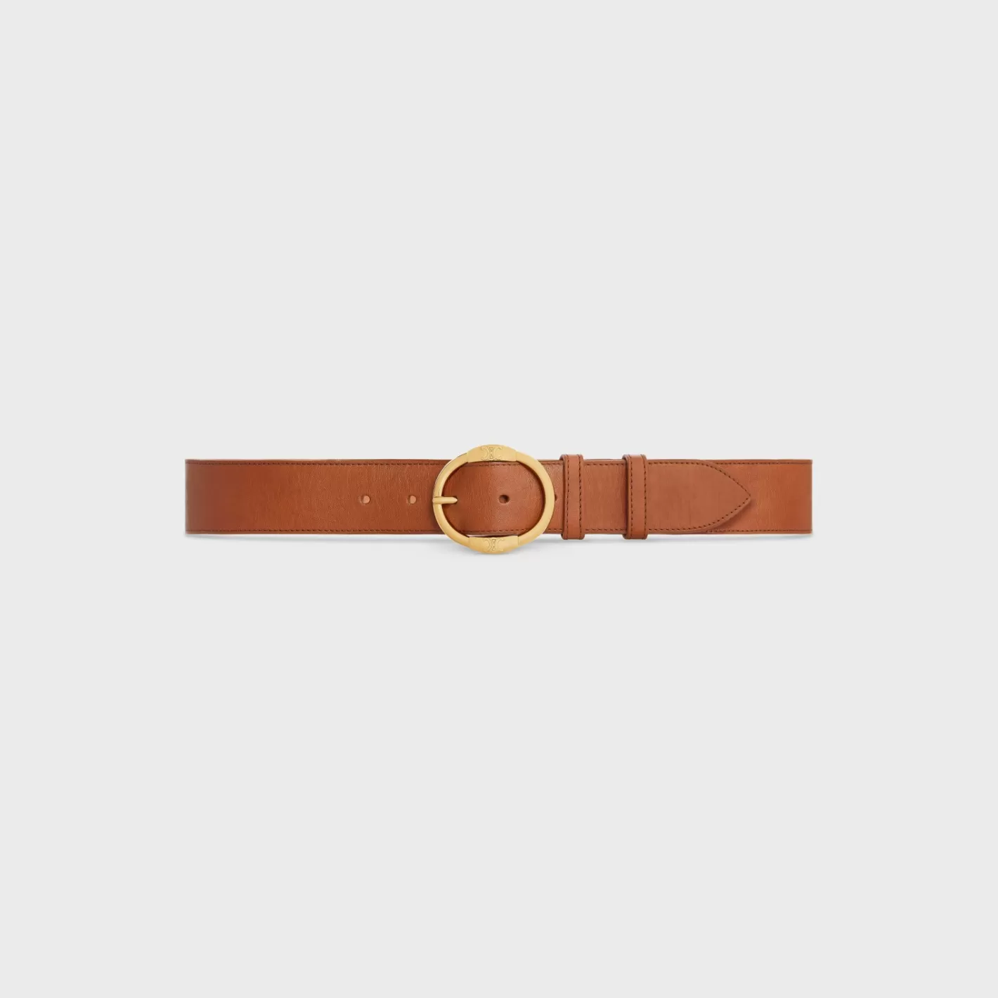 Cheap CELINE LARGE TWIN TRIOMPHE BELT in VINTAGE CALFSKIN CAMEL