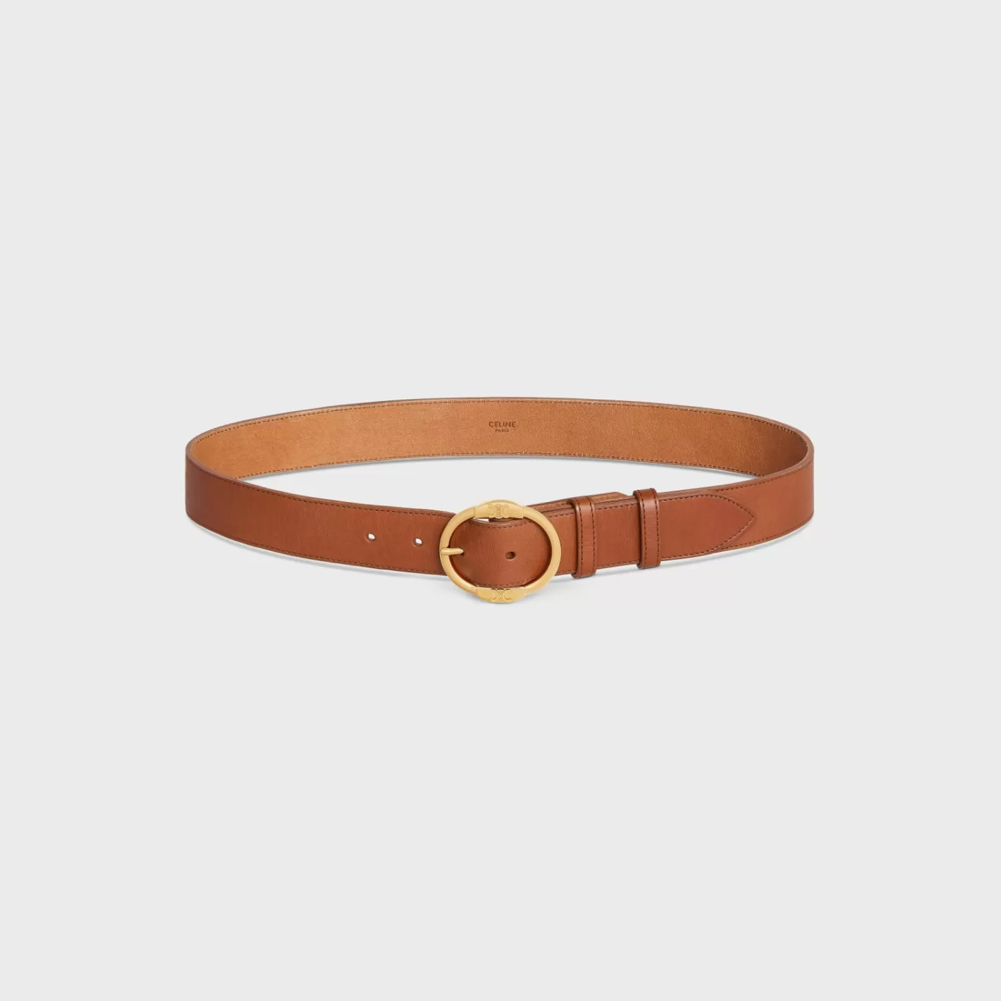 Cheap CELINE LARGE TWIN TRIOMPHE BELT in VINTAGE CALFSKIN CAMEL