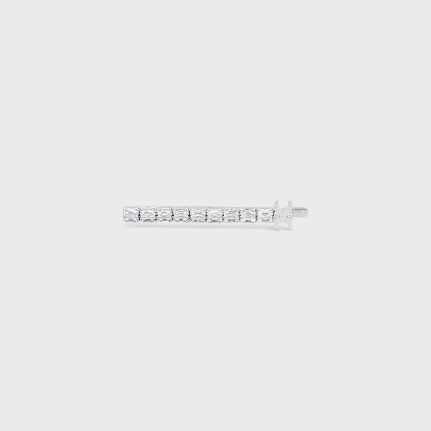Best CELINE Le Soir Hair Slide in Strass and Brass with Rhodium Finish SILVER