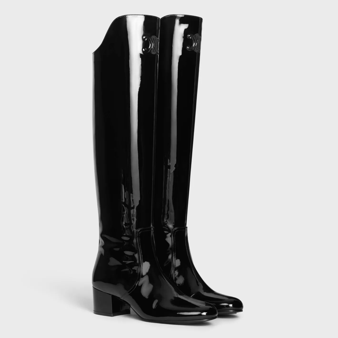 Store CELINE LES BOTTES TRIOMPHE UNDER THE KNEE BOOT in PATENT CALFSKIN BLACK