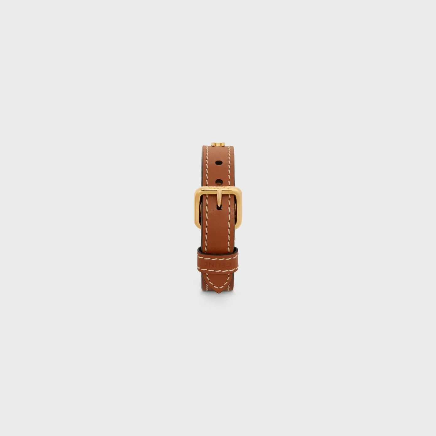 Cheap CELINE Les Cuirs Bracelet in Calfskin and Brass with Gold Finish GOLD/TAN