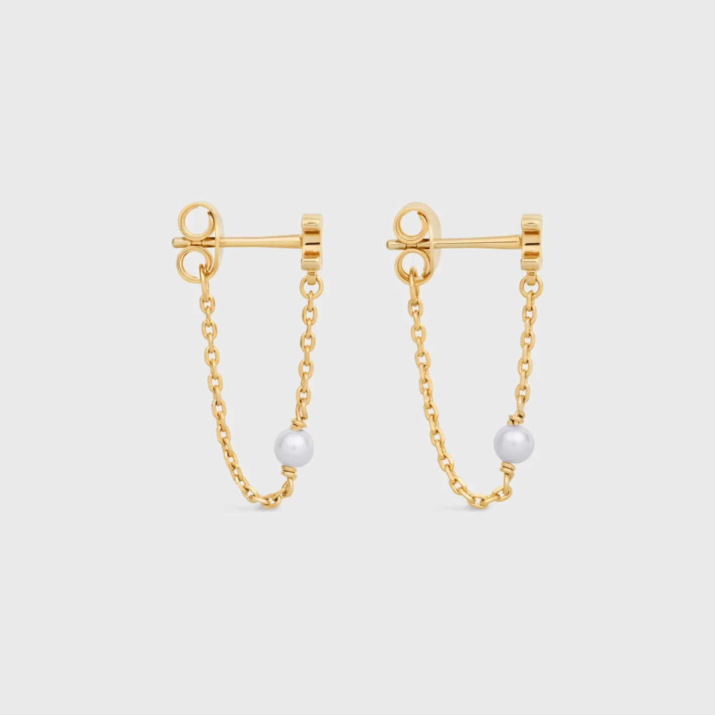 Online CELINE Les Perles Chain Earrings in Brass with Gold Finish and Resin Pearls GOLD/IVORY