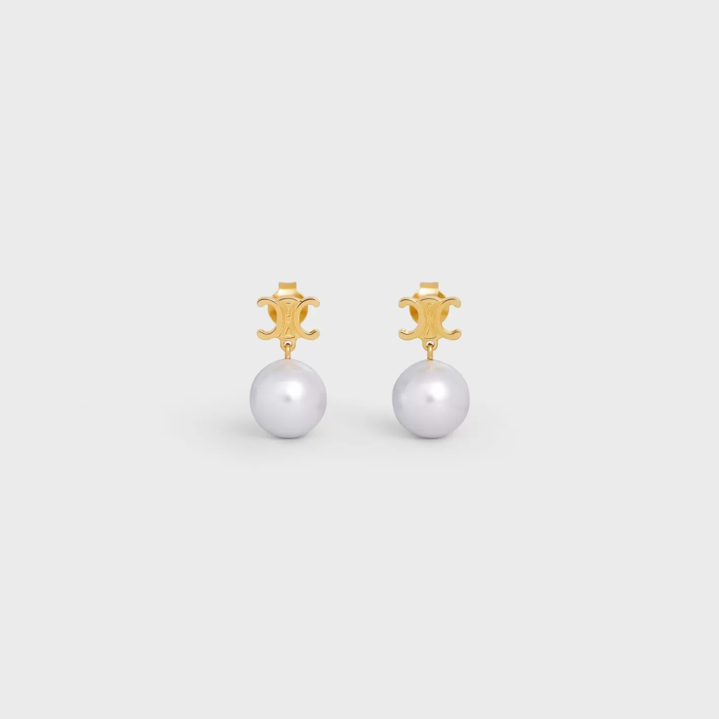 Best CELINE Les Perles Earrings in Brass with Gold Finish and Glass Pearls GOLD/IVORY