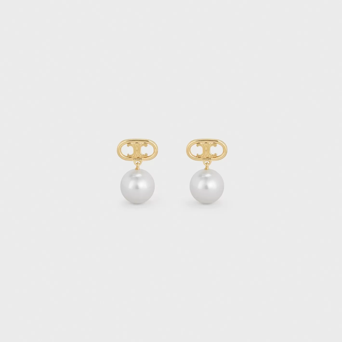 Discount CELINE Les Perles Earrings in Brass with Gold Finish and Glass Pearls GOLD/IVORY