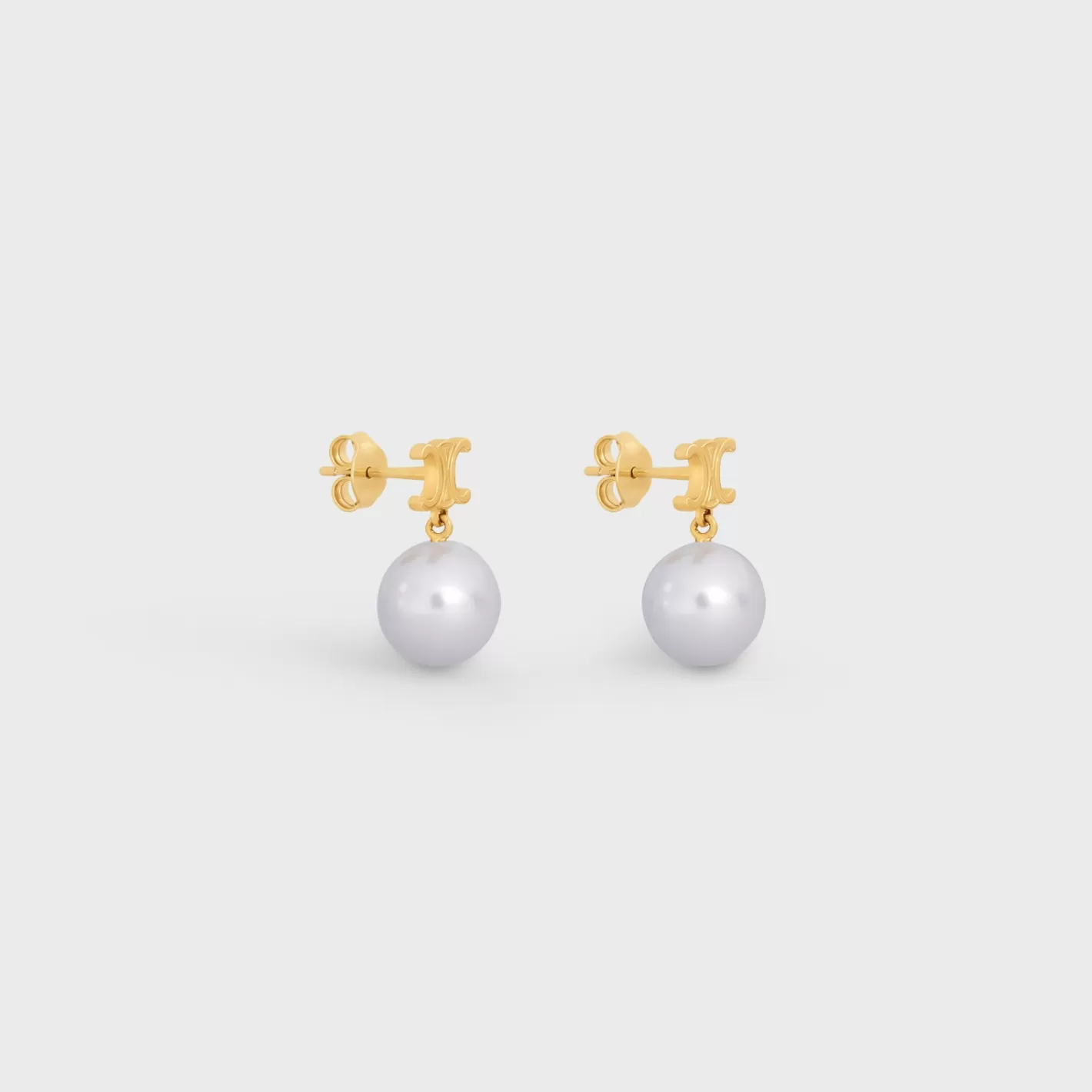 Best CELINE Les Perles Earrings in Brass with Gold Finish and Glass Pearls GOLD/IVORY