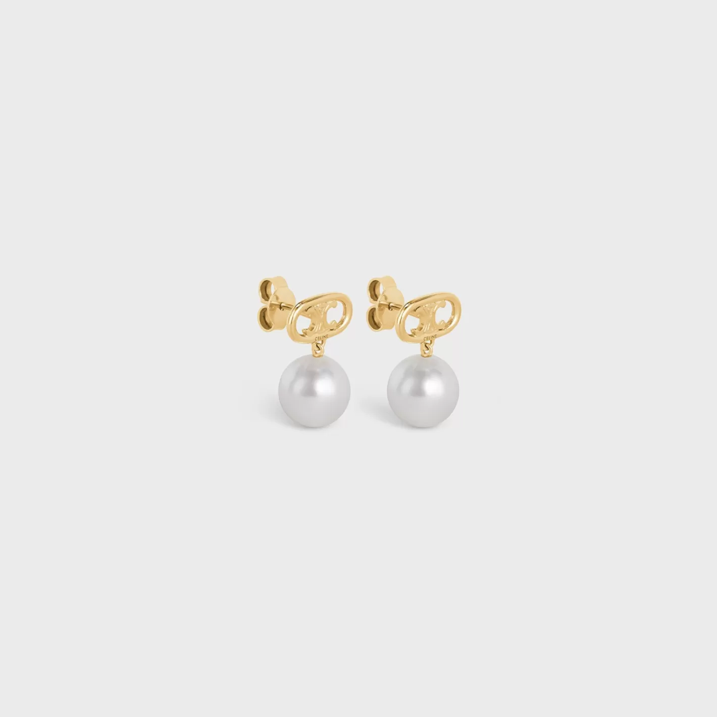 Discount CELINE Les Perles Earrings in Brass with Gold Finish and Glass Pearls GOLD/IVORY