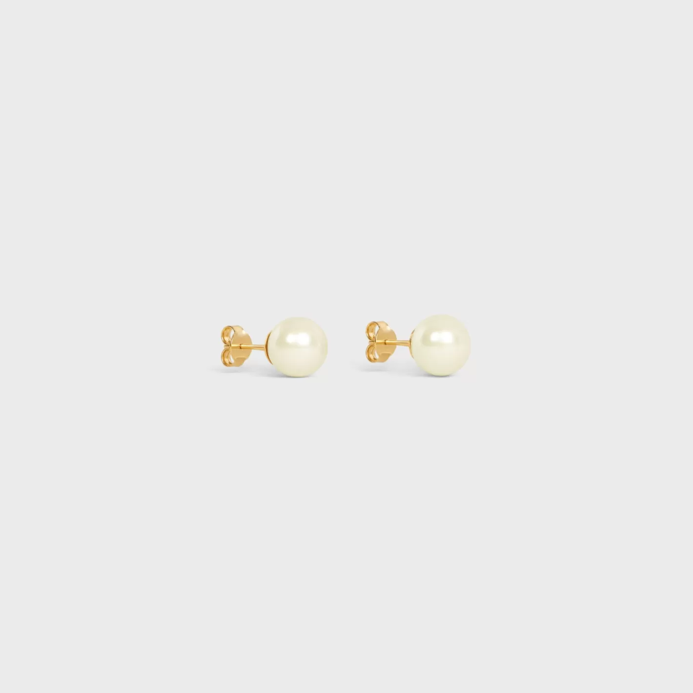 Shop CELINE Les Perles Earrings in Resin Pearls and Brass with Gold Finish GOLD/IVORY