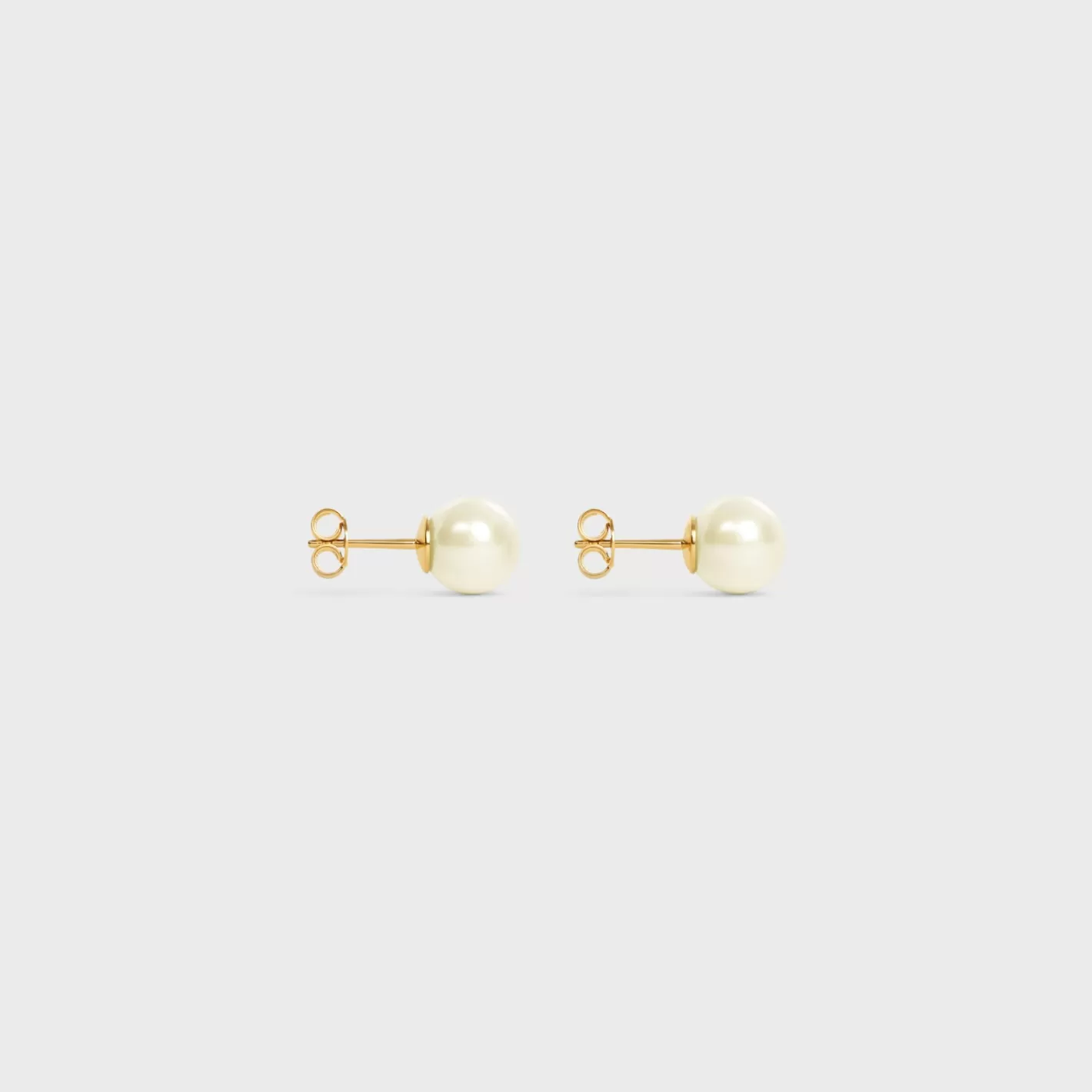 Shop CELINE Les Perles Earrings in Resin Pearls and Brass with Gold Finish GOLD/IVORY