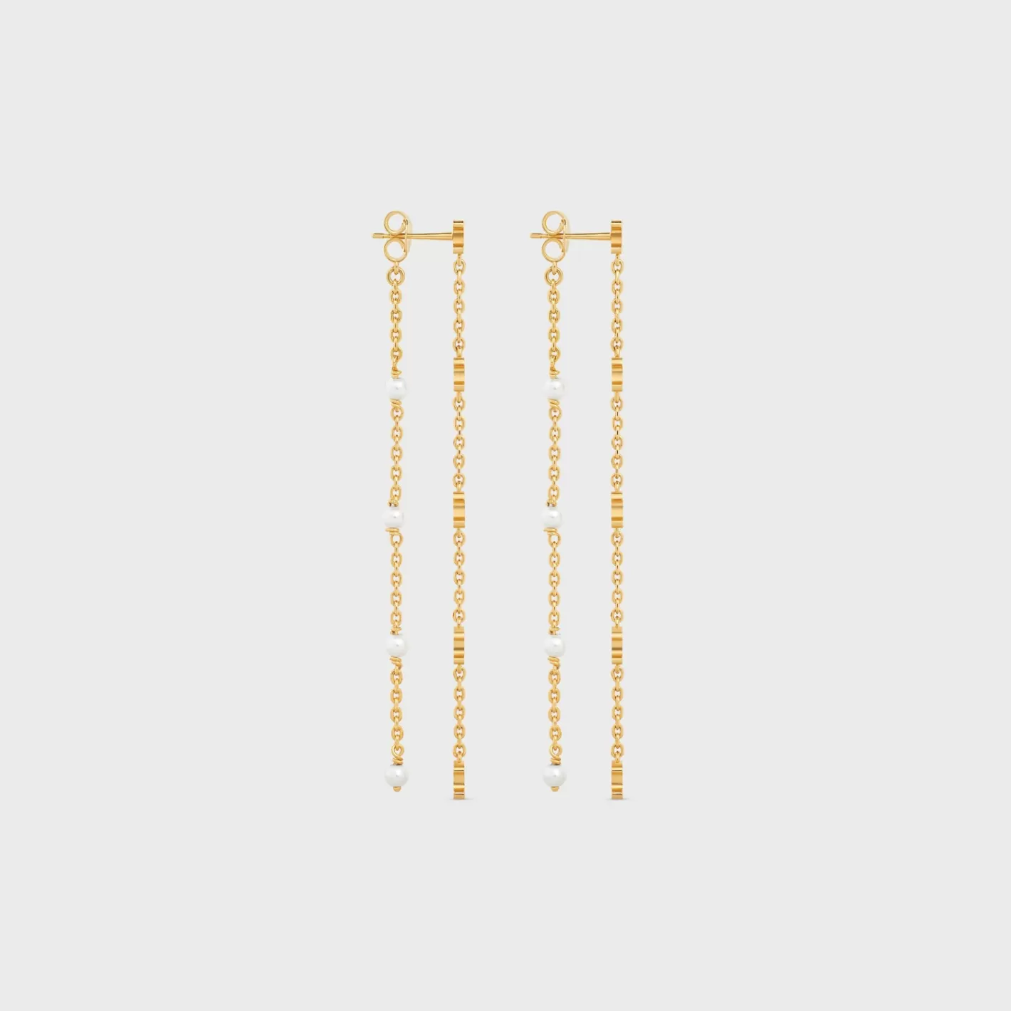 Discount CELINE Les Perles Long Earrings in Brass with Gold Finish and Resin Pearls GOLD/IVORY
