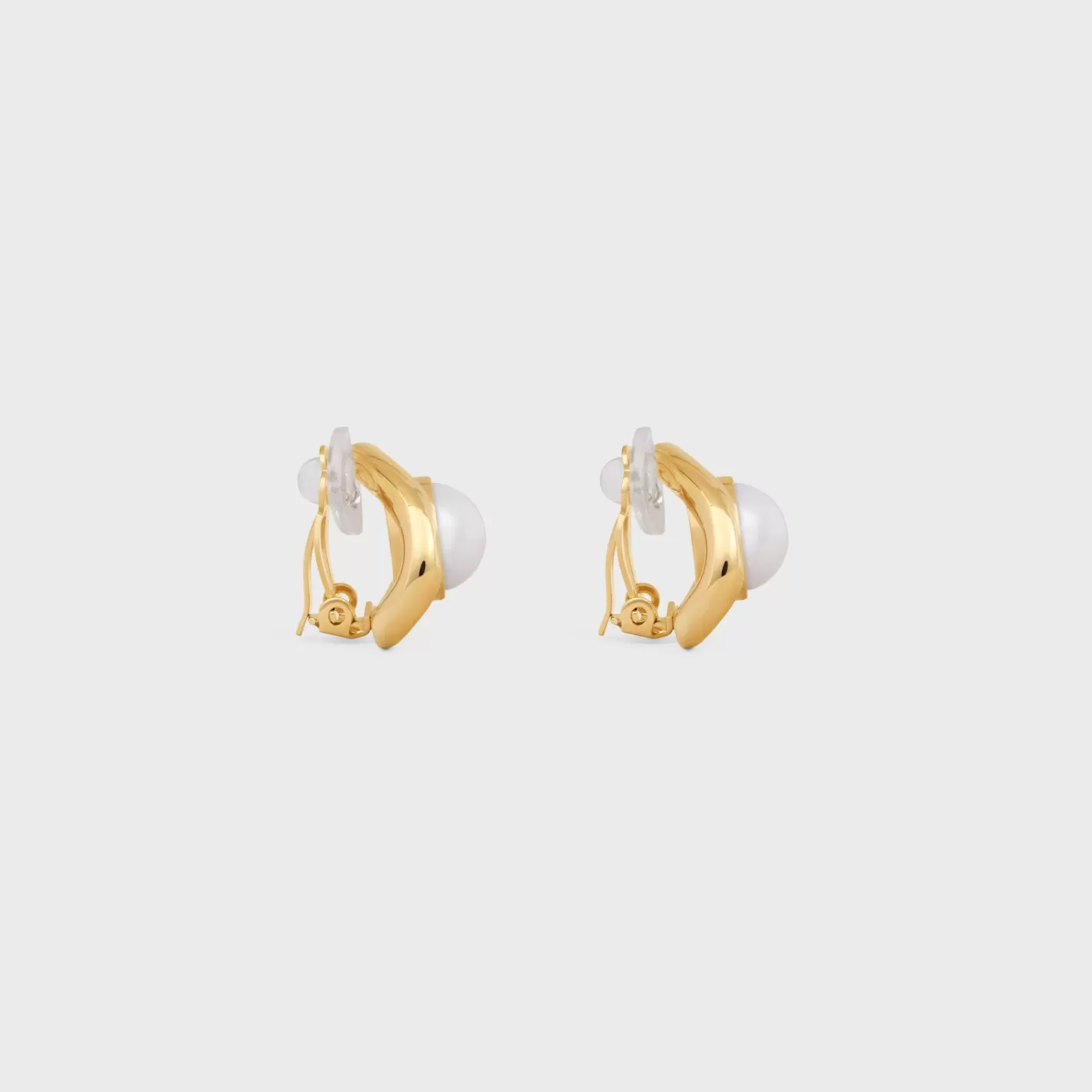 Sale CELINE Les Perles Maillon Earrings in Brass with Gold Finish and Resin Pearls GOLD/IVORY