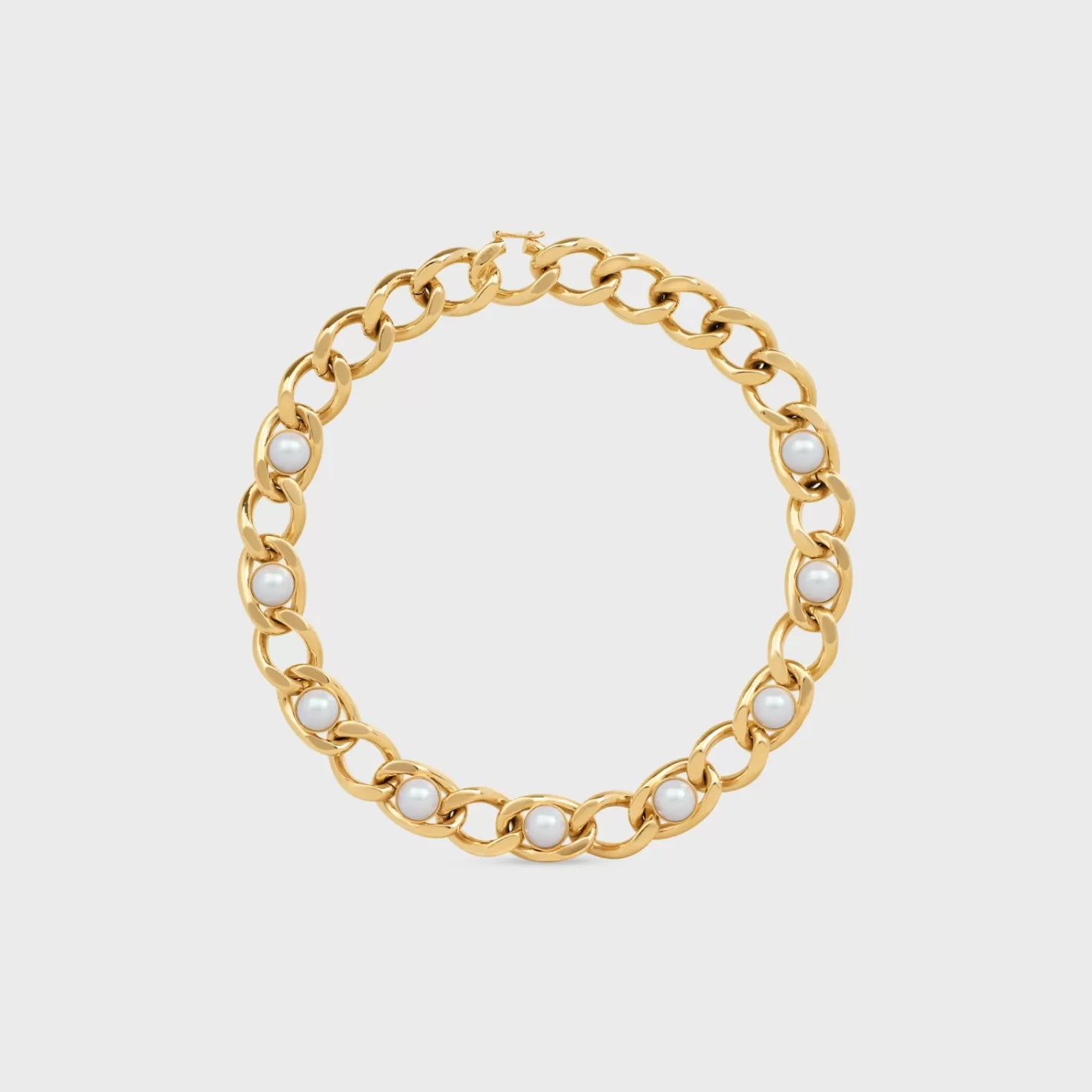 Best Sale CELINE Les Perles Maillon Necklace in Brass with Gold Finish and Resin Pearls GOLD/IVORY